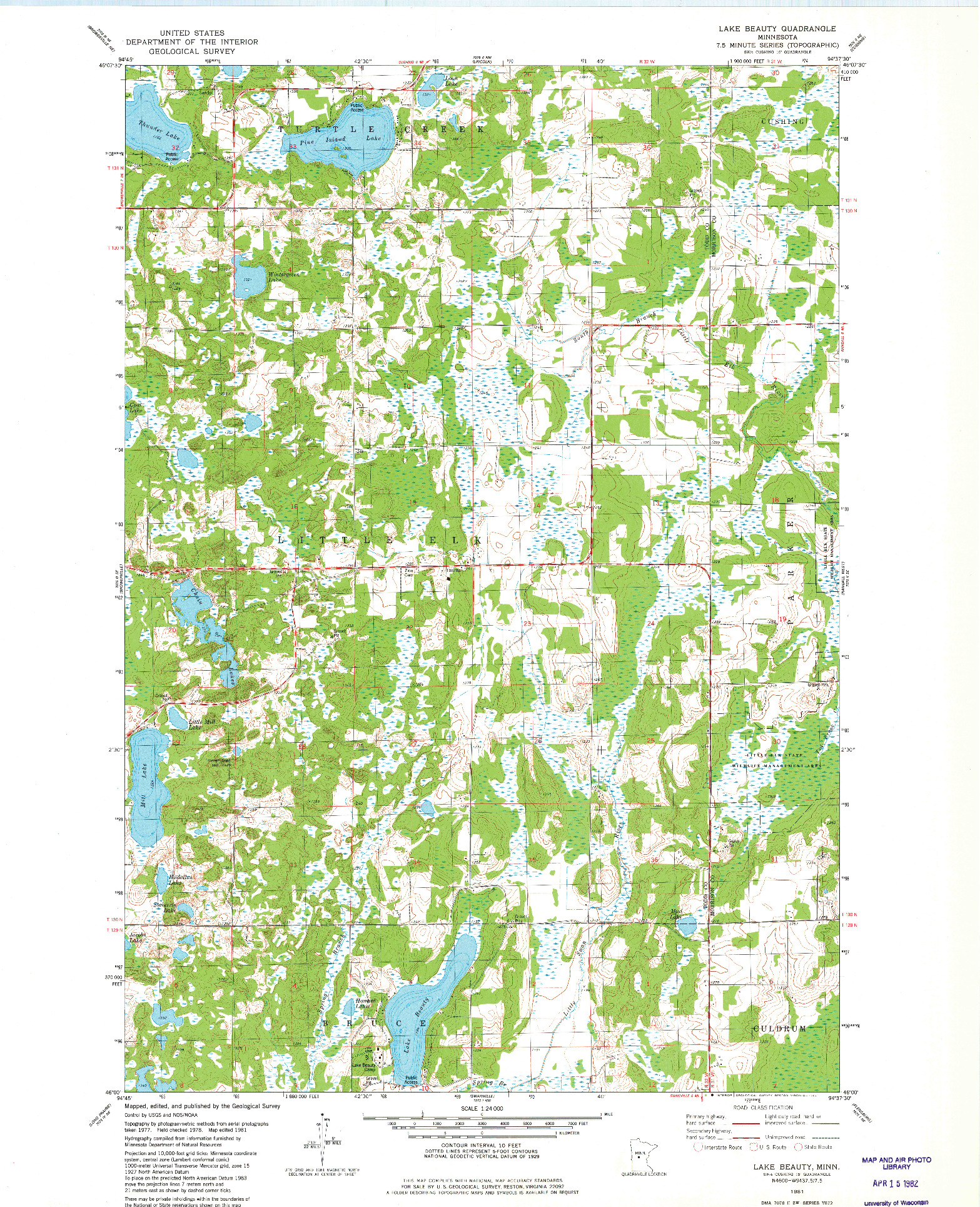 USGS 1:24000-SCALE QUADRANGLE FOR LAKE BEAUTY, MN 1981