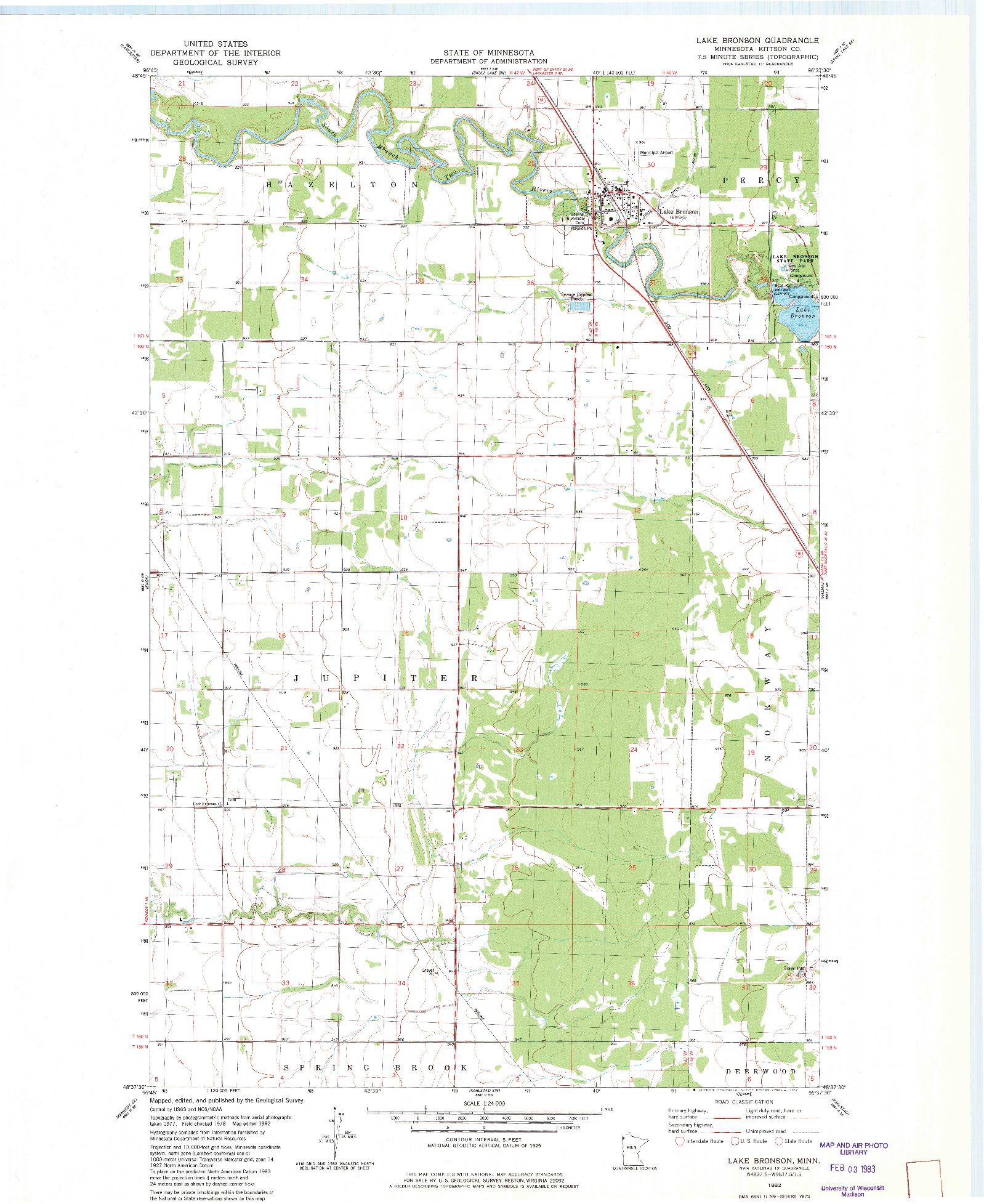 USGS 1:24000-SCALE QUADRANGLE FOR LAKE BRONSON, MN 1982