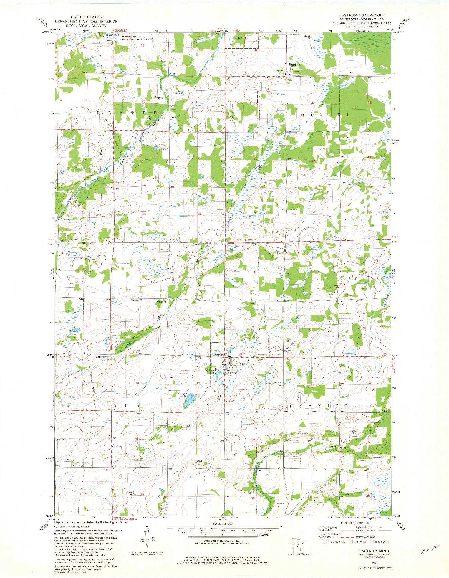 USGS 1:24000-SCALE QUADRANGLE FOR LASTRUP, MN 1981
