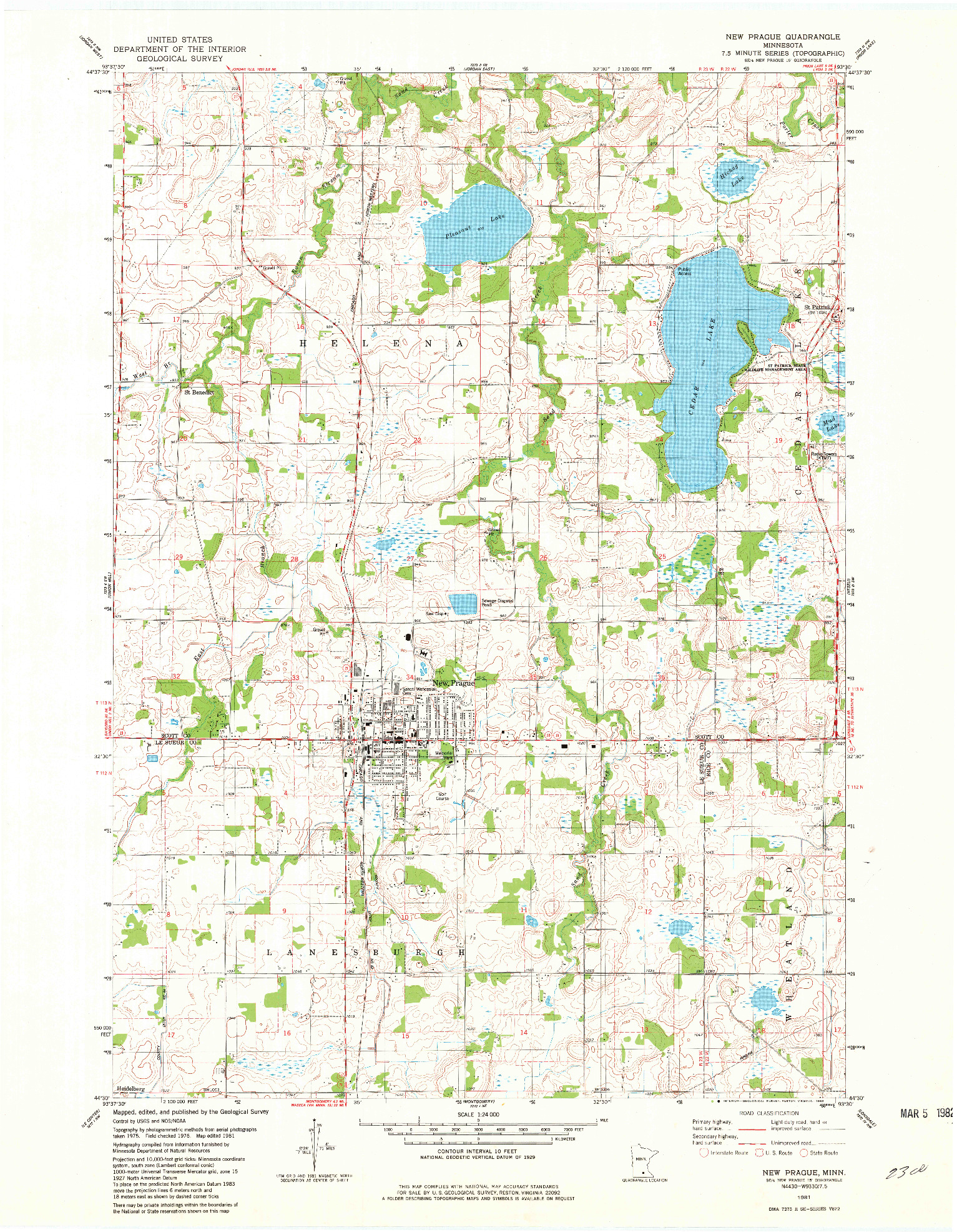 USGS 1:24000-SCALE QUADRANGLE FOR NEW PRAGUE, MN 1981