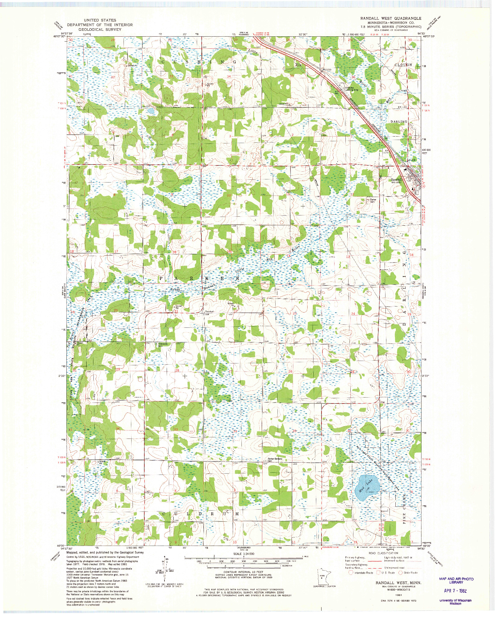 USGS 1:24000-SCALE QUADRANGLE FOR RANDALL WEST, MN 1981