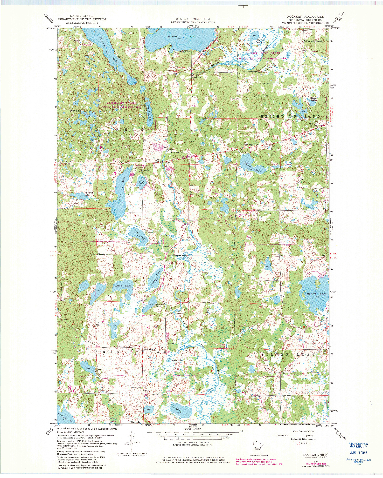 USGS 1:24000-SCALE QUADRANGLE FOR ROCHERT, MN 1959