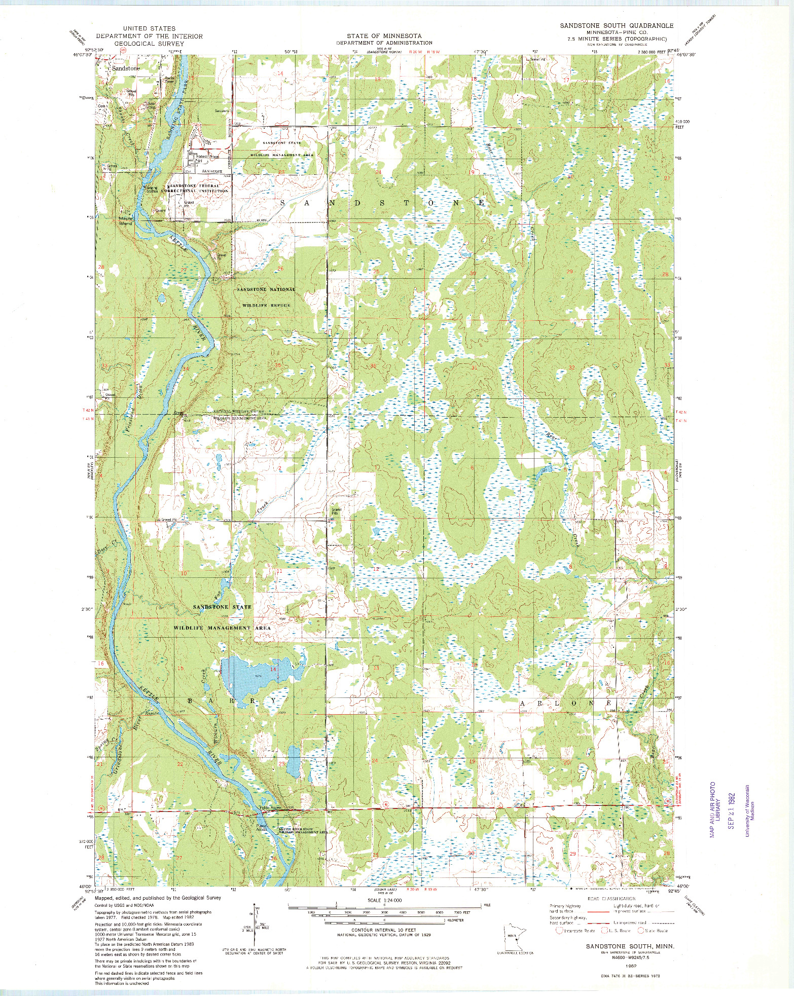 USGS 1:24000-SCALE QUADRANGLE FOR SANDSTONE SOUTH, MN 1982