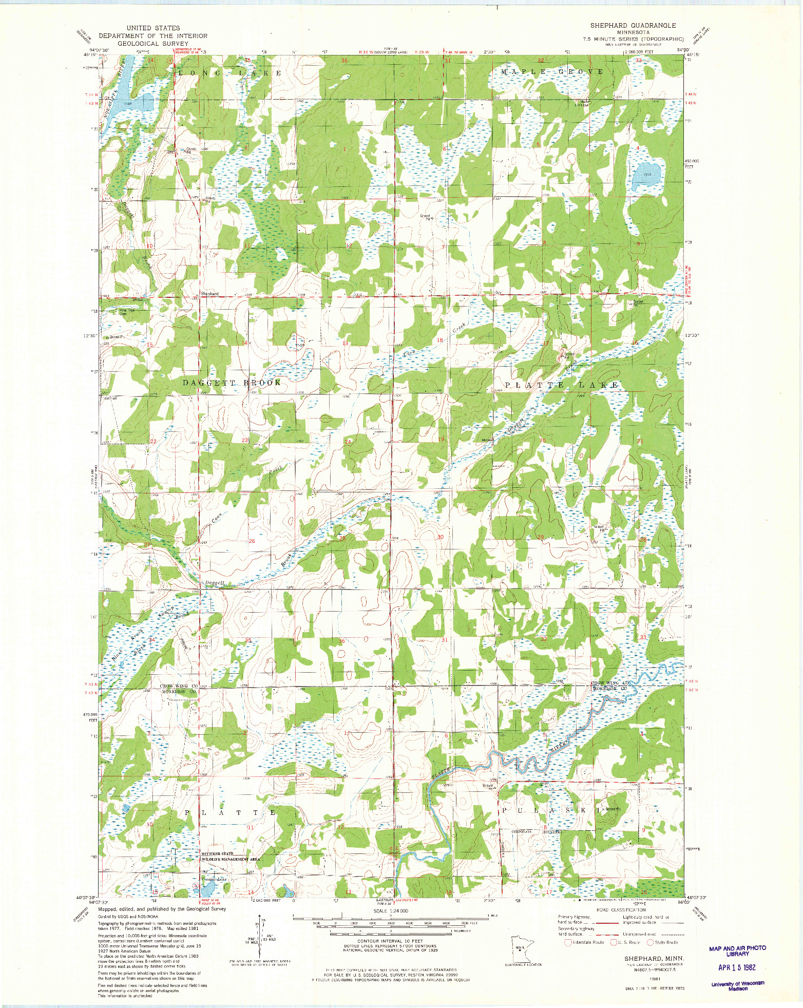 USGS 1:24000-SCALE QUADRANGLE FOR SHEPHARD, MN 1981