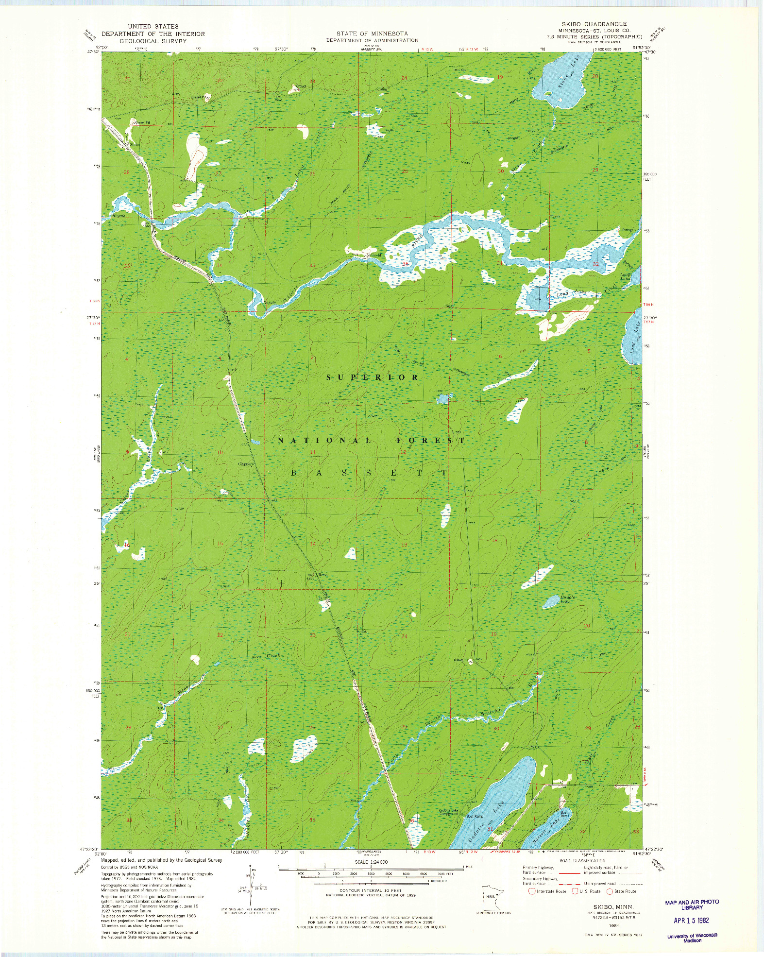 USGS 1:24000-SCALE QUADRANGLE FOR SKIBO, MN 1981
