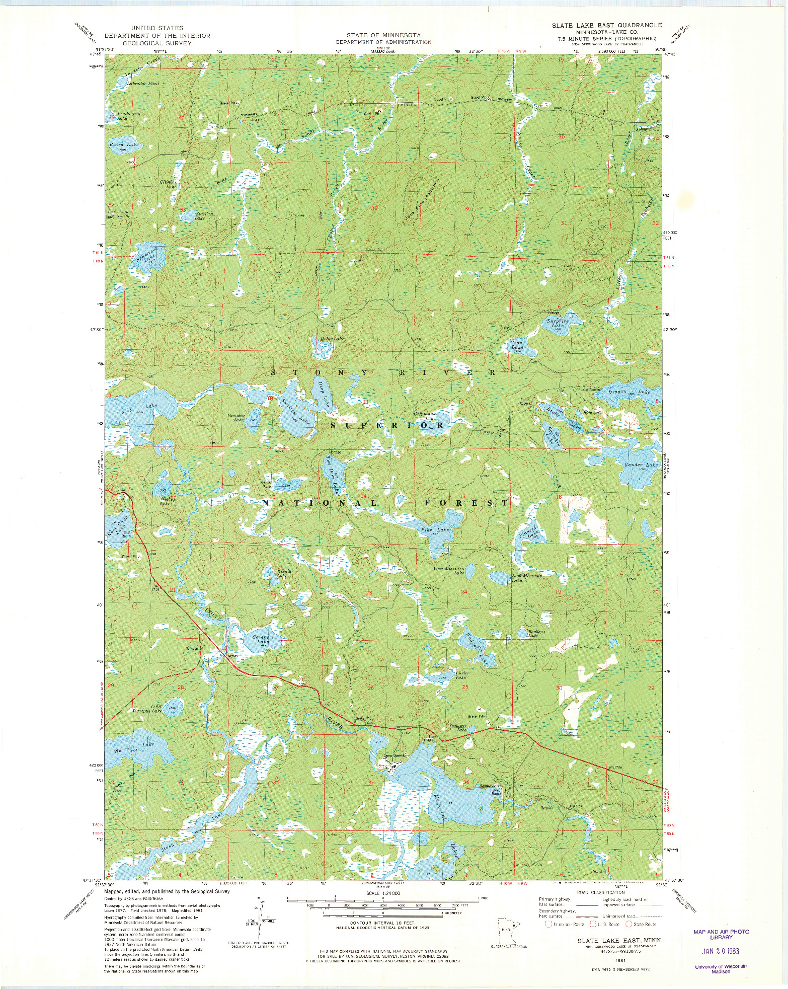 USGS 1:24000-SCALE QUADRANGLE FOR SLATE LAKE EAST, MN 1981