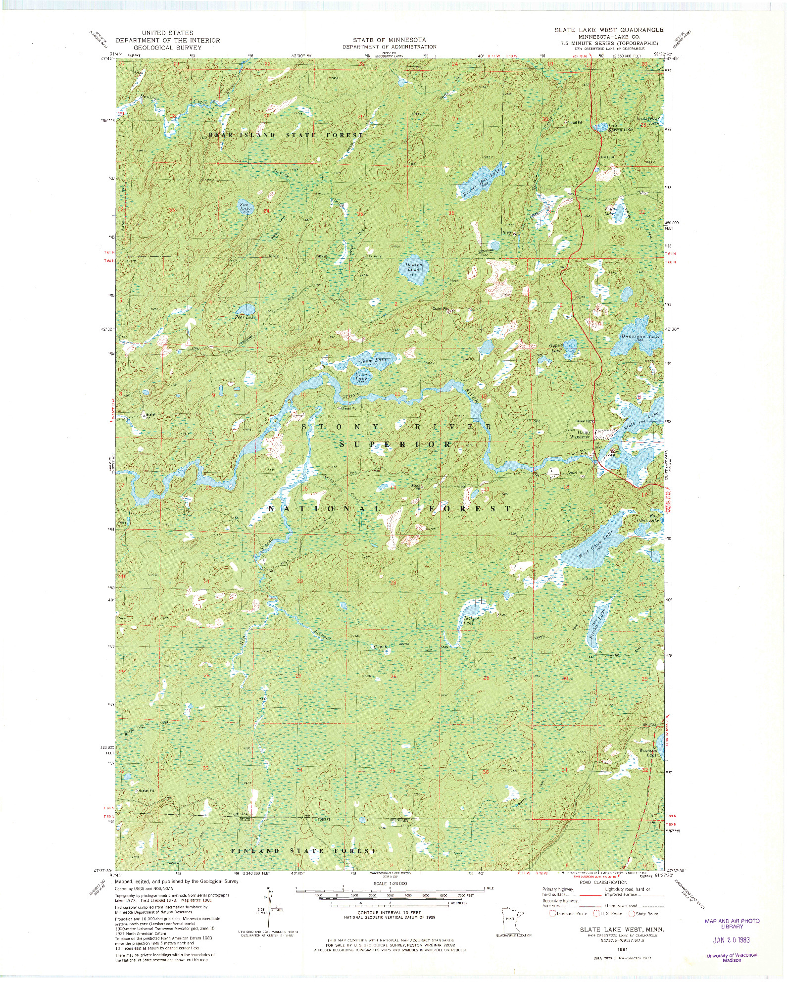 USGS 1:24000-SCALE QUADRANGLE FOR SLATE LAKE WEST, MN 1981