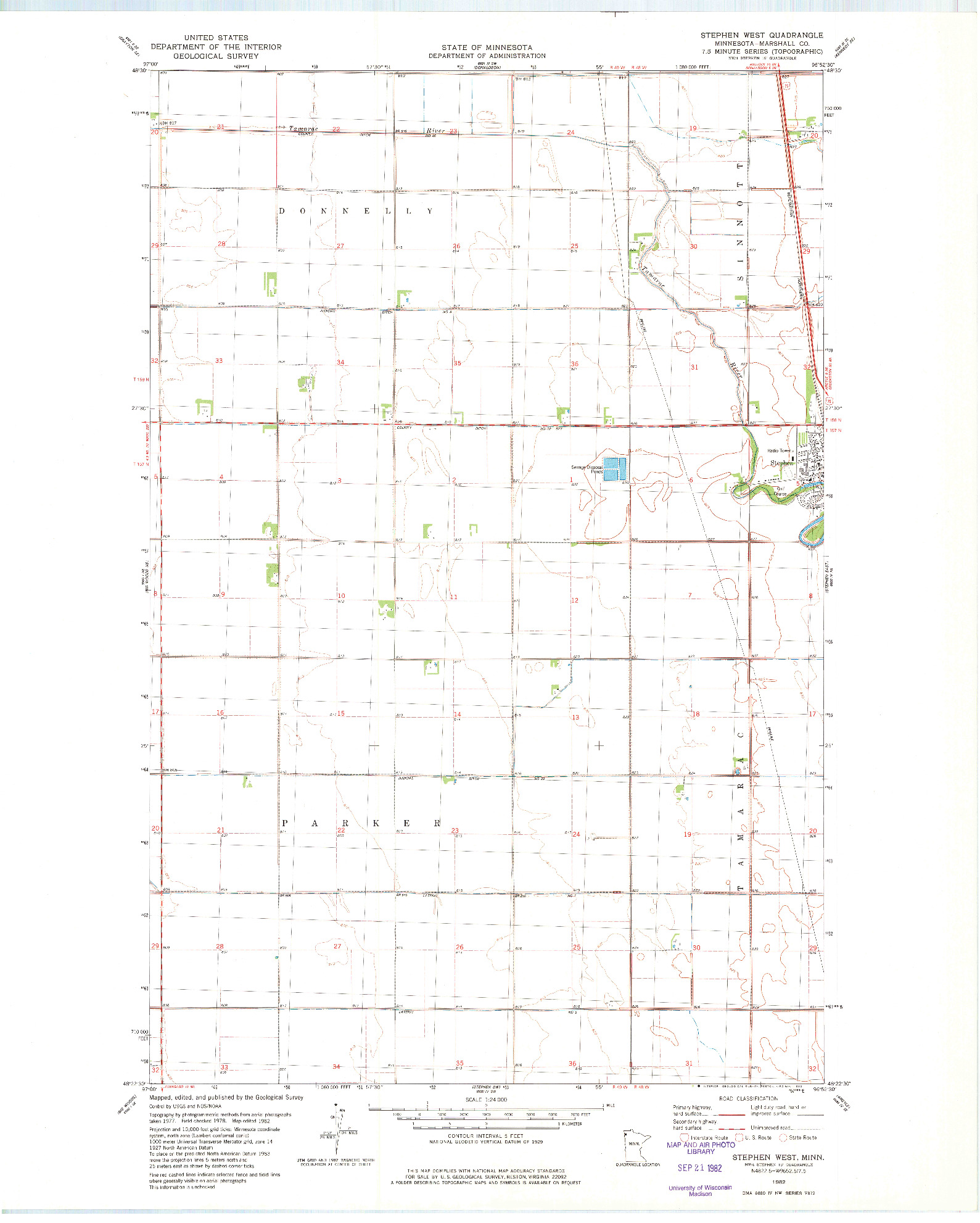 USGS 1:24000-SCALE QUADRANGLE FOR STEPHEN WEST, MN 1982