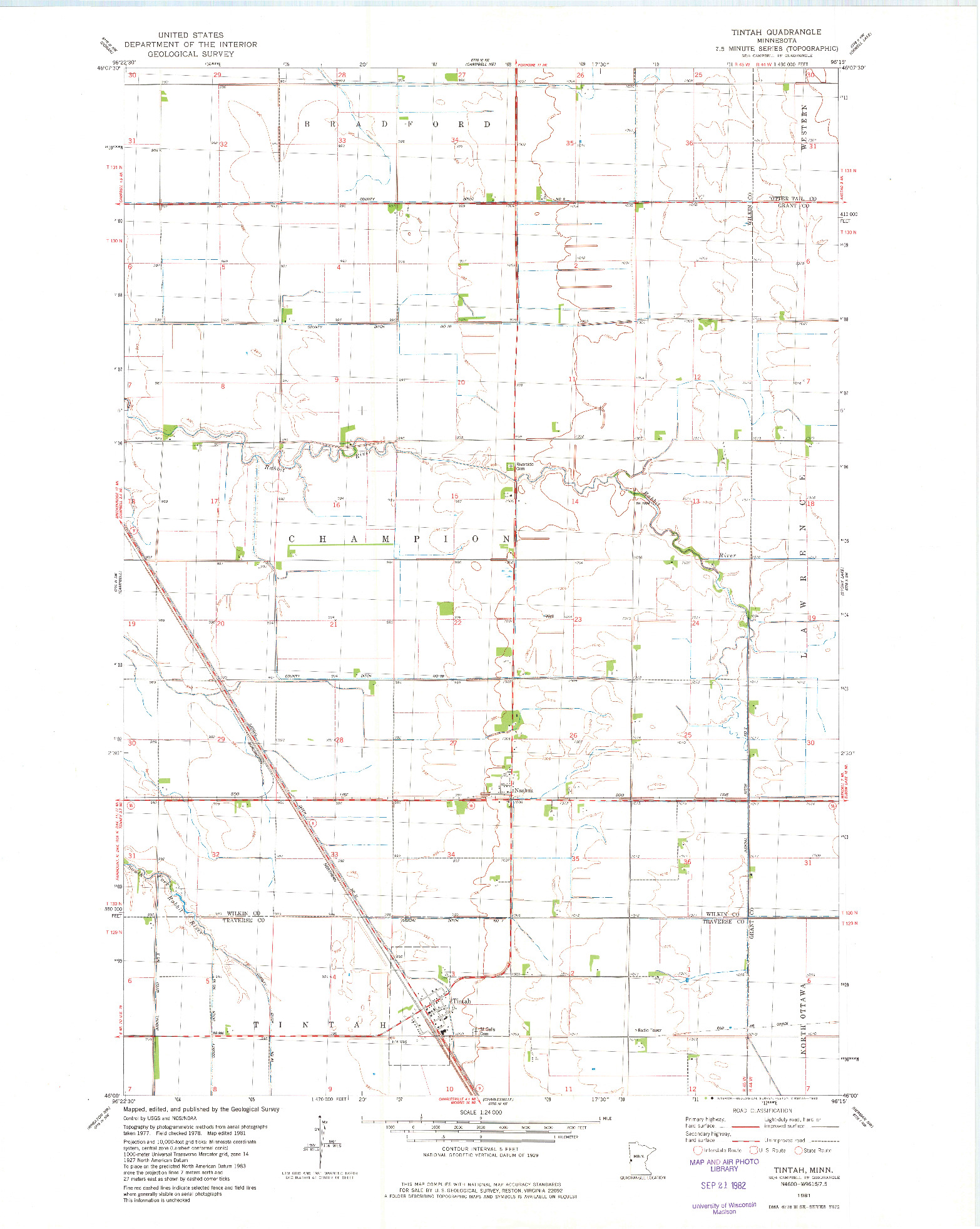 USGS 1:24000-SCALE QUADRANGLE FOR TINTAH, MN 1981