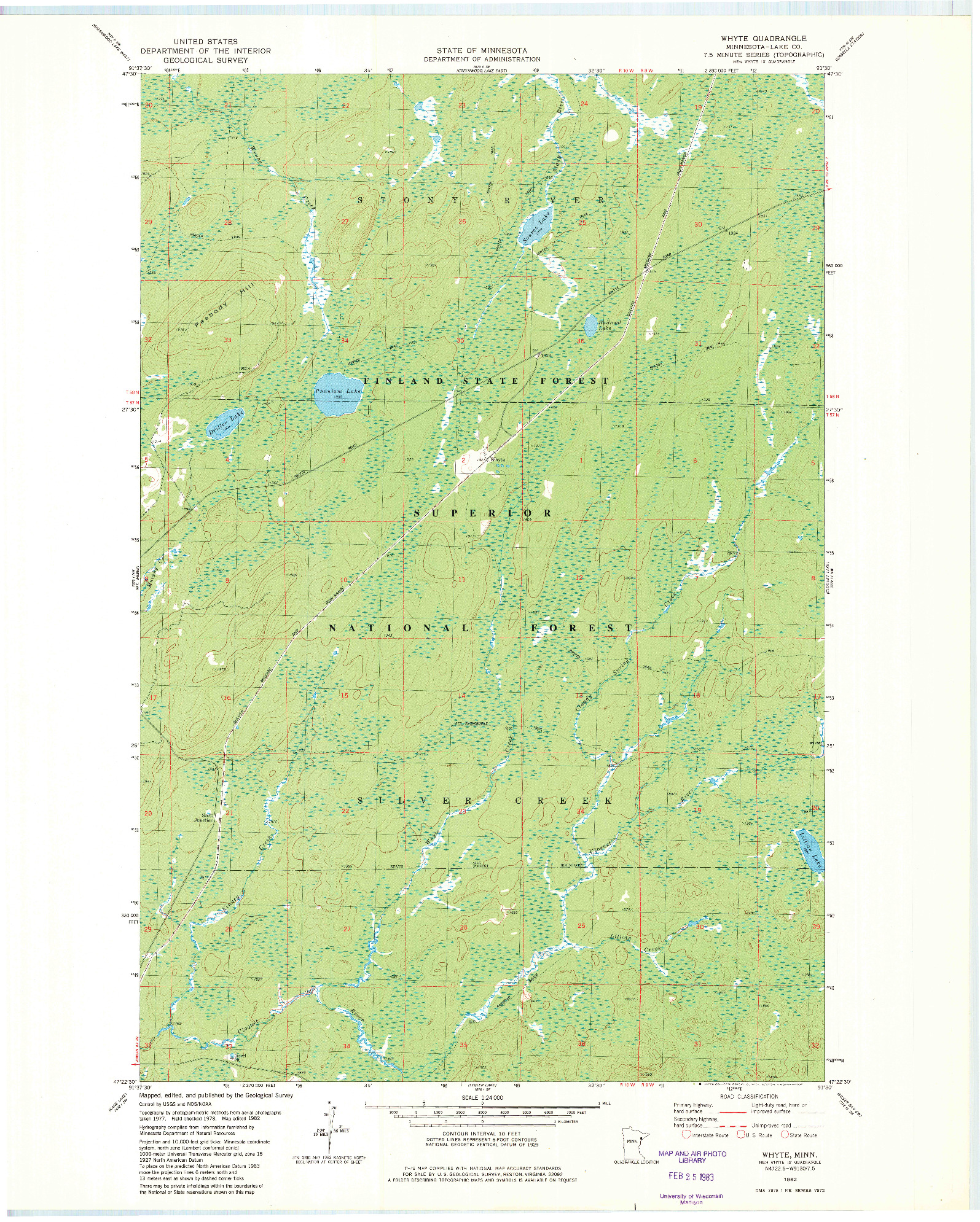 USGS 1:24000-SCALE QUADRANGLE FOR WHYTE, MN 1982