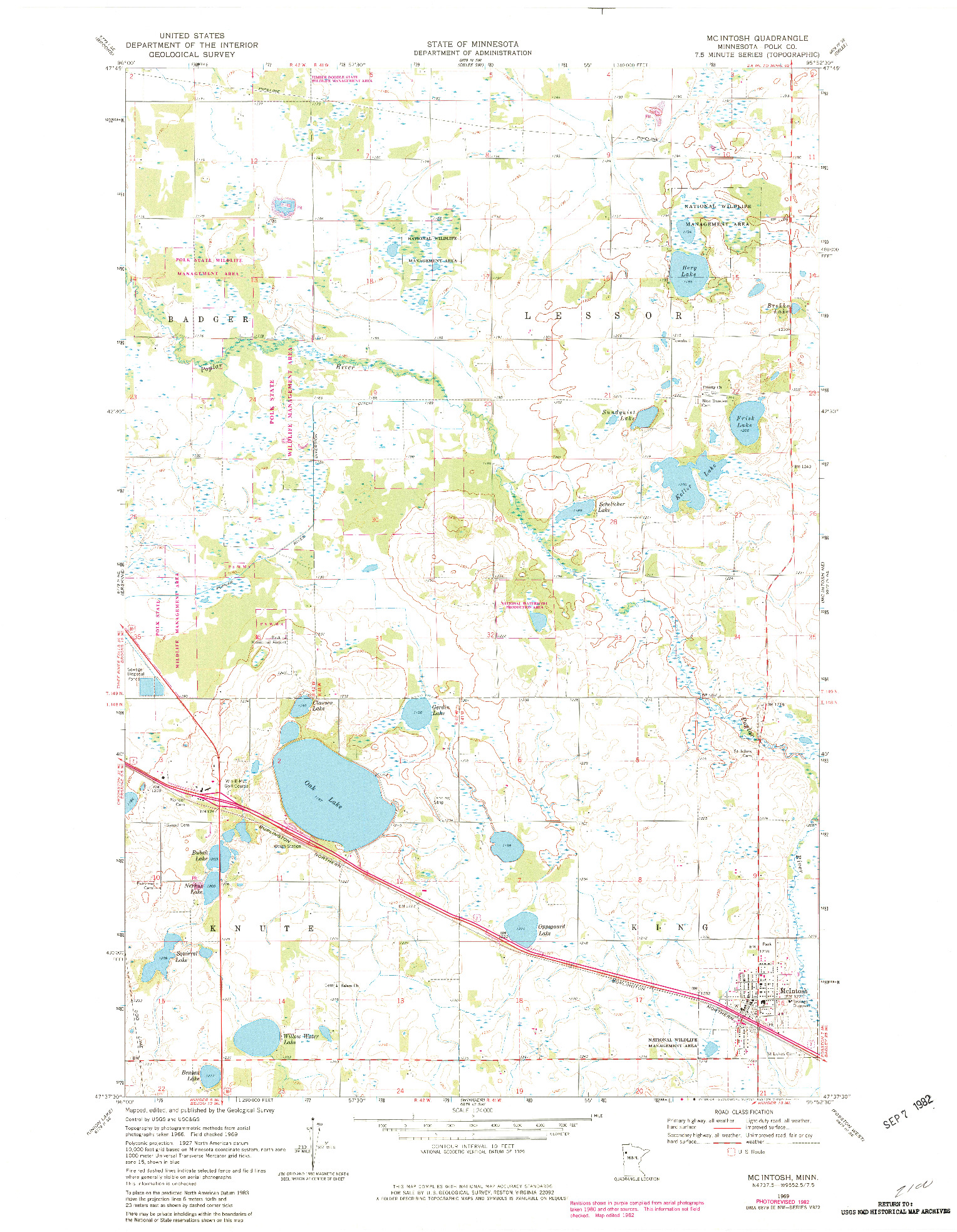 USGS 1:24000-SCALE QUADRANGLE FOR MC INTOSH, MN 1969