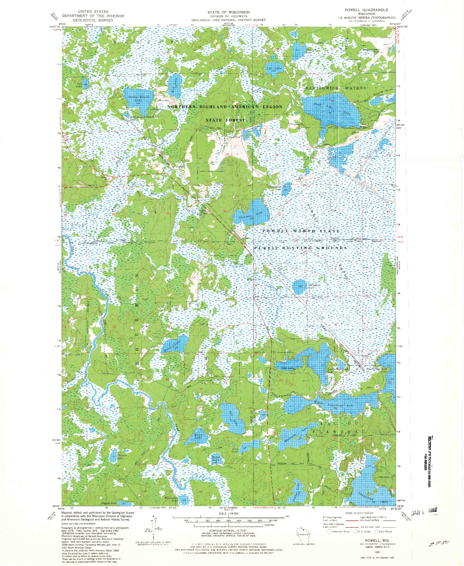 USGS 1:24000-SCALE QUADRANGLE FOR POWELL, WI 1981