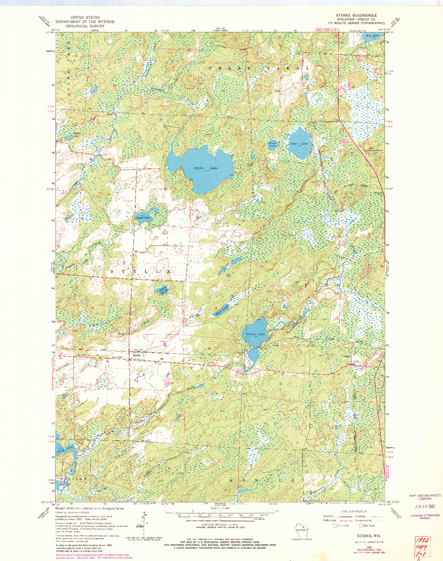 USGS 1:24000-SCALE QUADRANGLE FOR STARKS, WI 1965