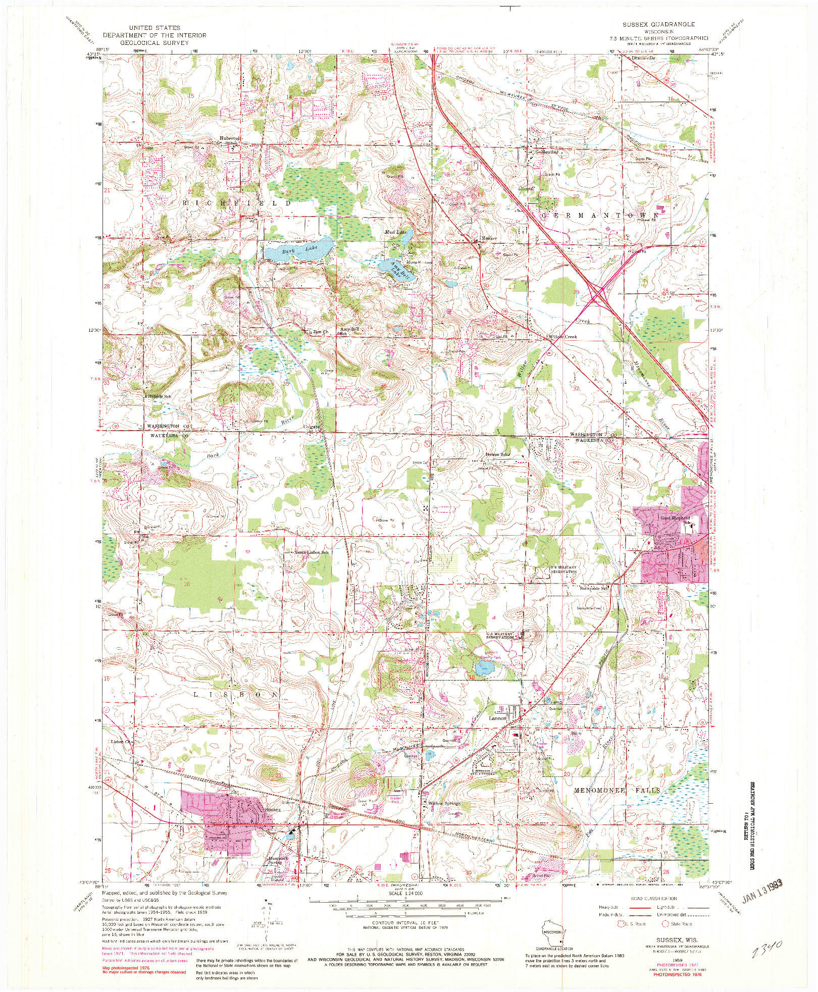 USGS 1:24000-SCALE QUADRANGLE FOR SUSSEX, WI 1959