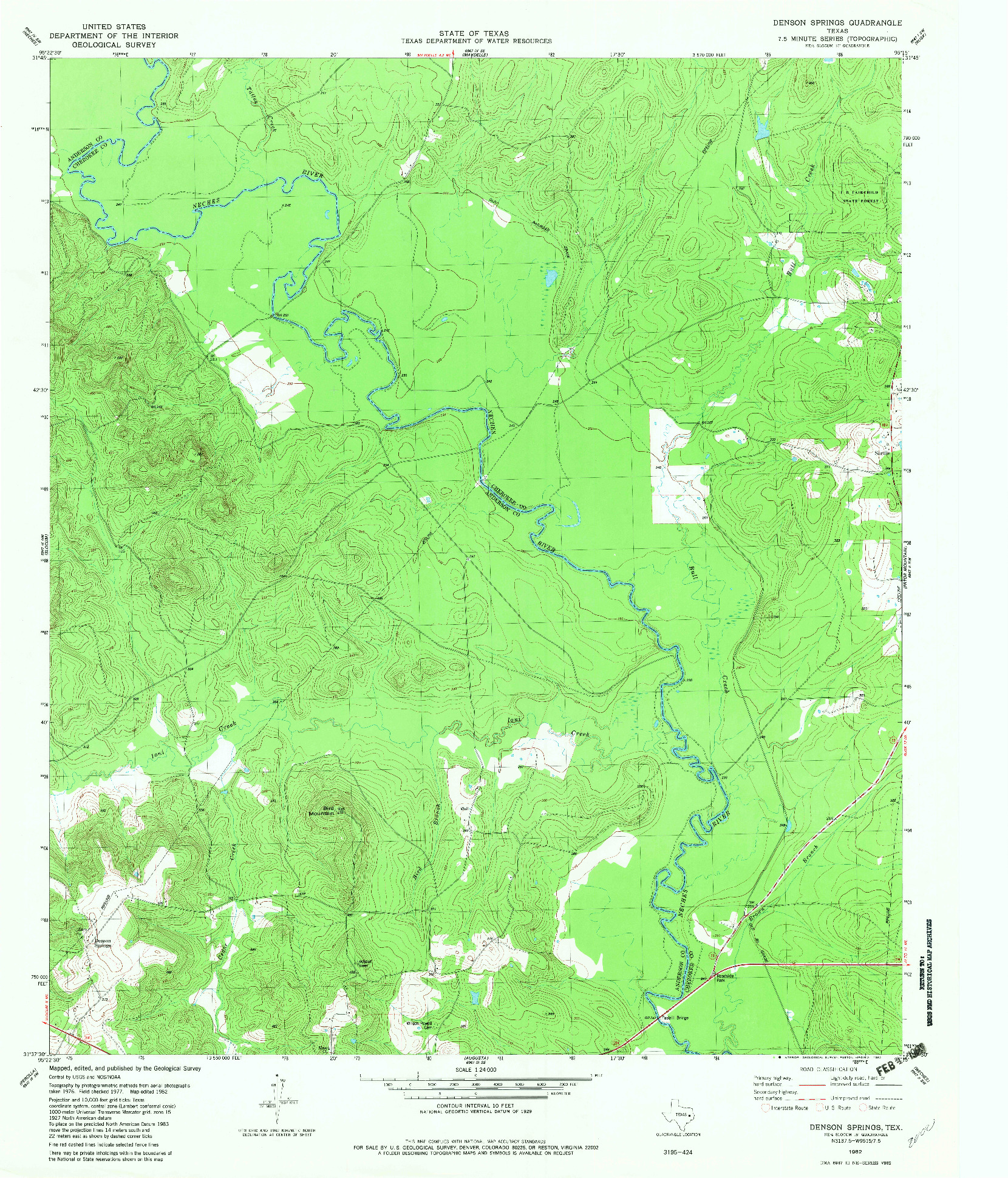USGS 1:24000-SCALE QUADRANGLE FOR DENSON SPRINGS, TX 1982
