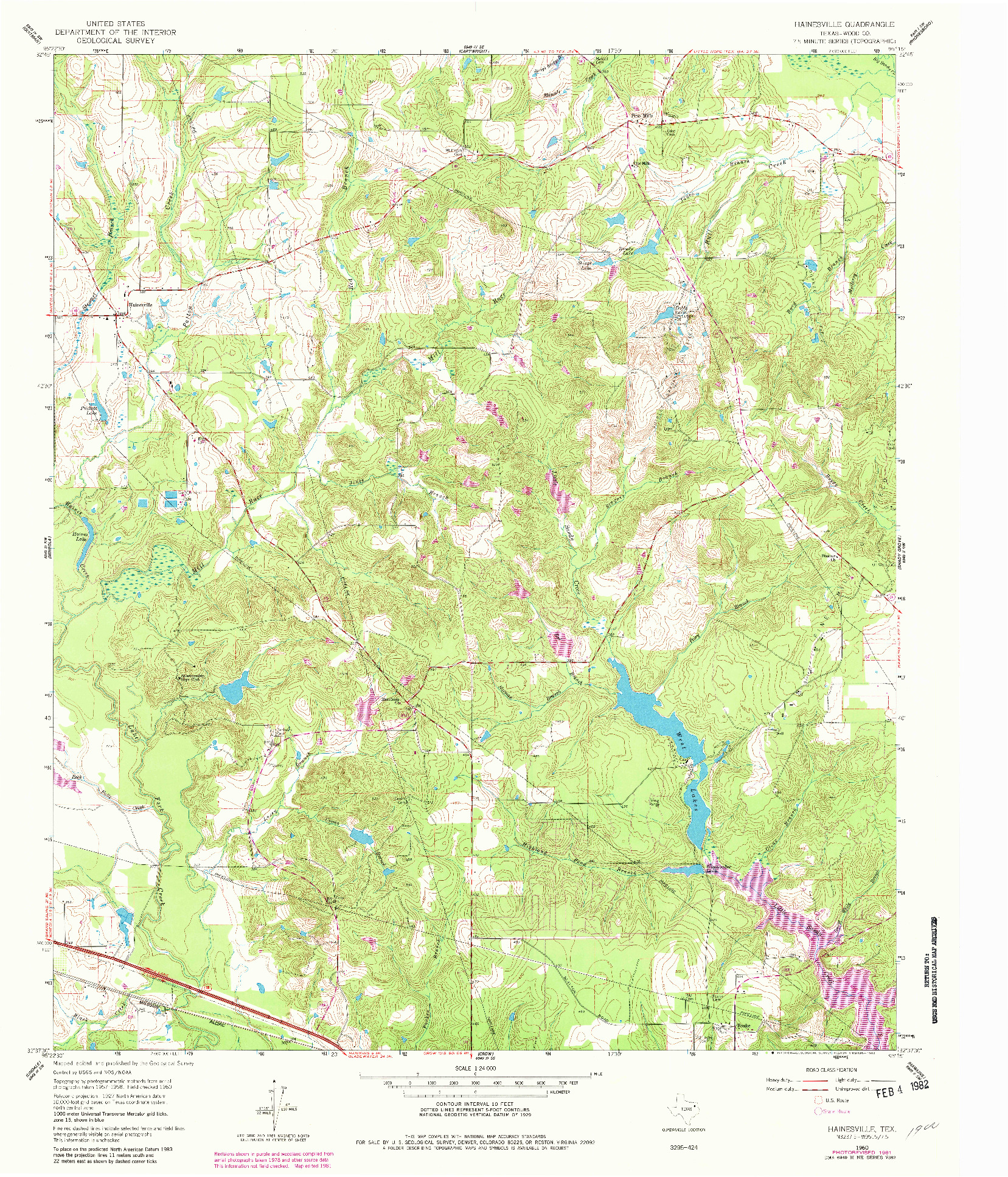 USGS 1:24000-SCALE QUADRANGLE FOR HAINESVILLE, TX 1960