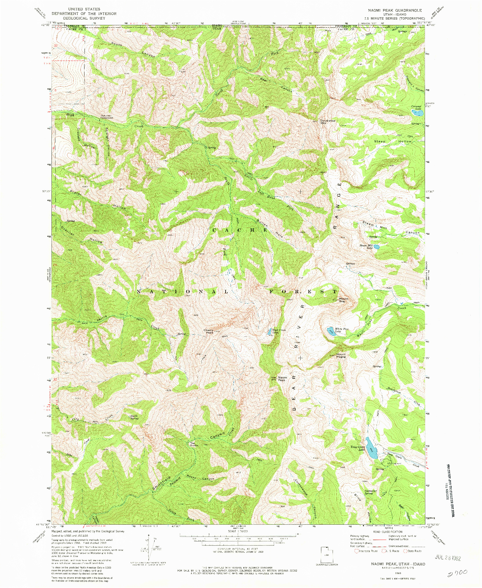 USGS 1:24000-SCALE QUADRANGLE FOR NAOMI PEAK, UT 1969