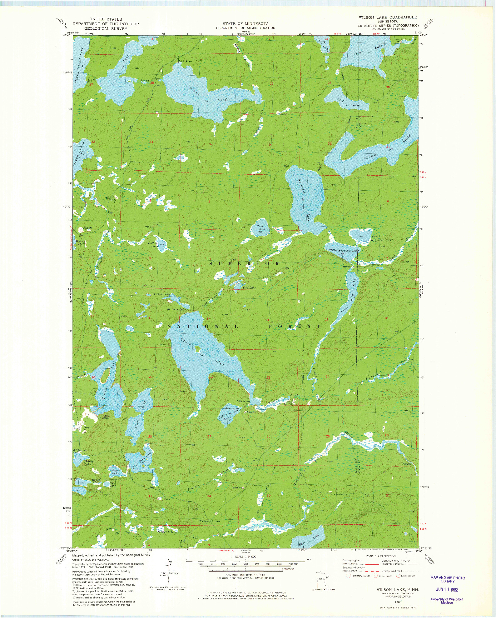 USGS 1:24000-SCALE QUADRANGLE FOR WILSON LAKE, MN 1981