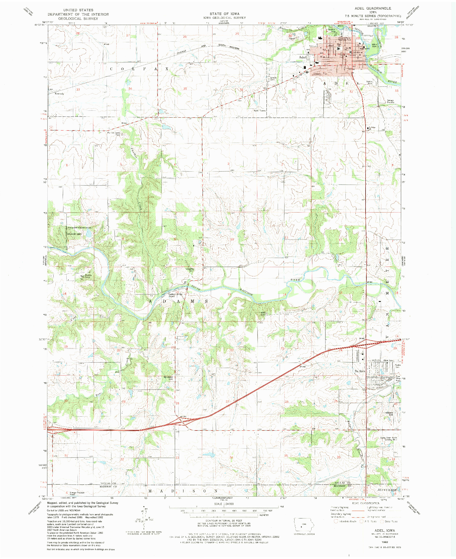 USGS 1:24000-SCALE QUADRANGLE FOR ADEL, IA 1982