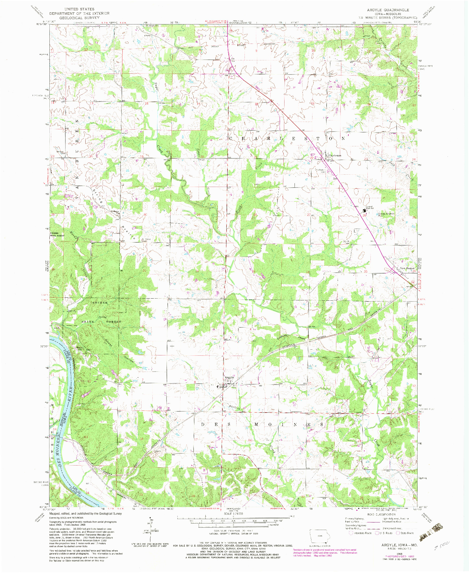 USGS 1:24000-SCALE QUADRANGLE FOR ARGYLE, IA 1968