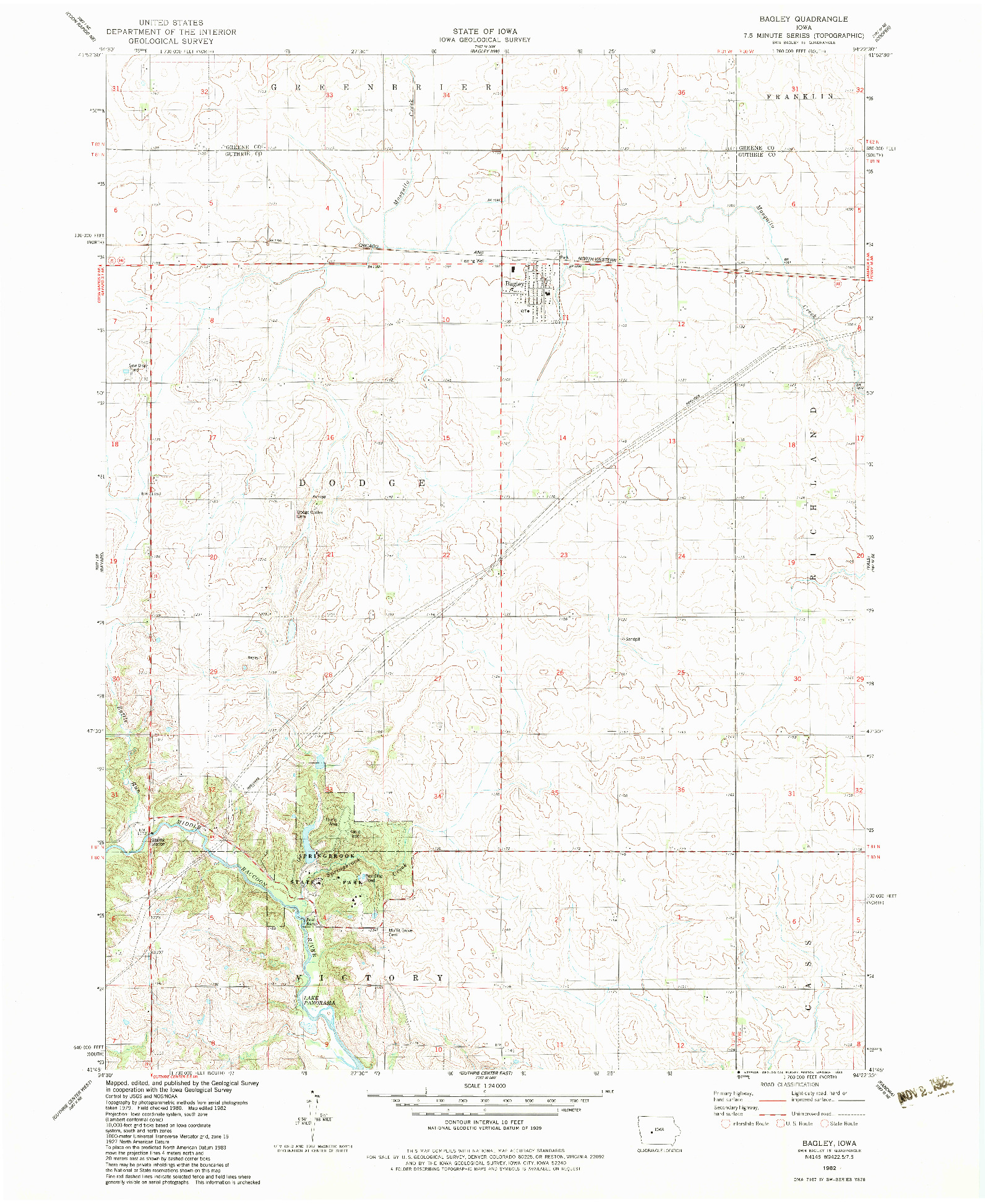 USGS 1:24000-SCALE QUADRANGLE FOR BAGLEY, IA 1982