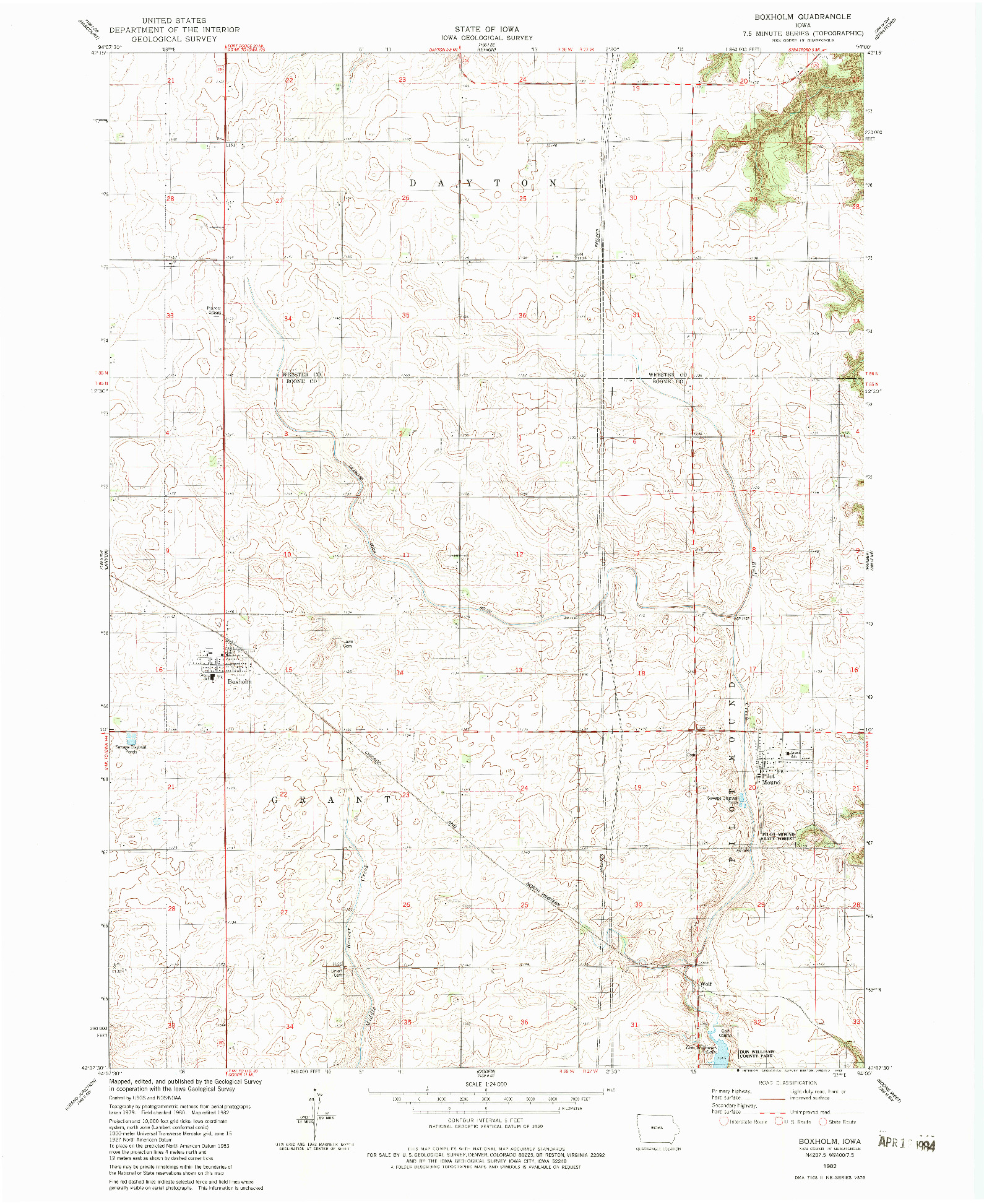 USGS 1:24000-SCALE QUADRANGLE FOR BOXHOLM, IA 1982