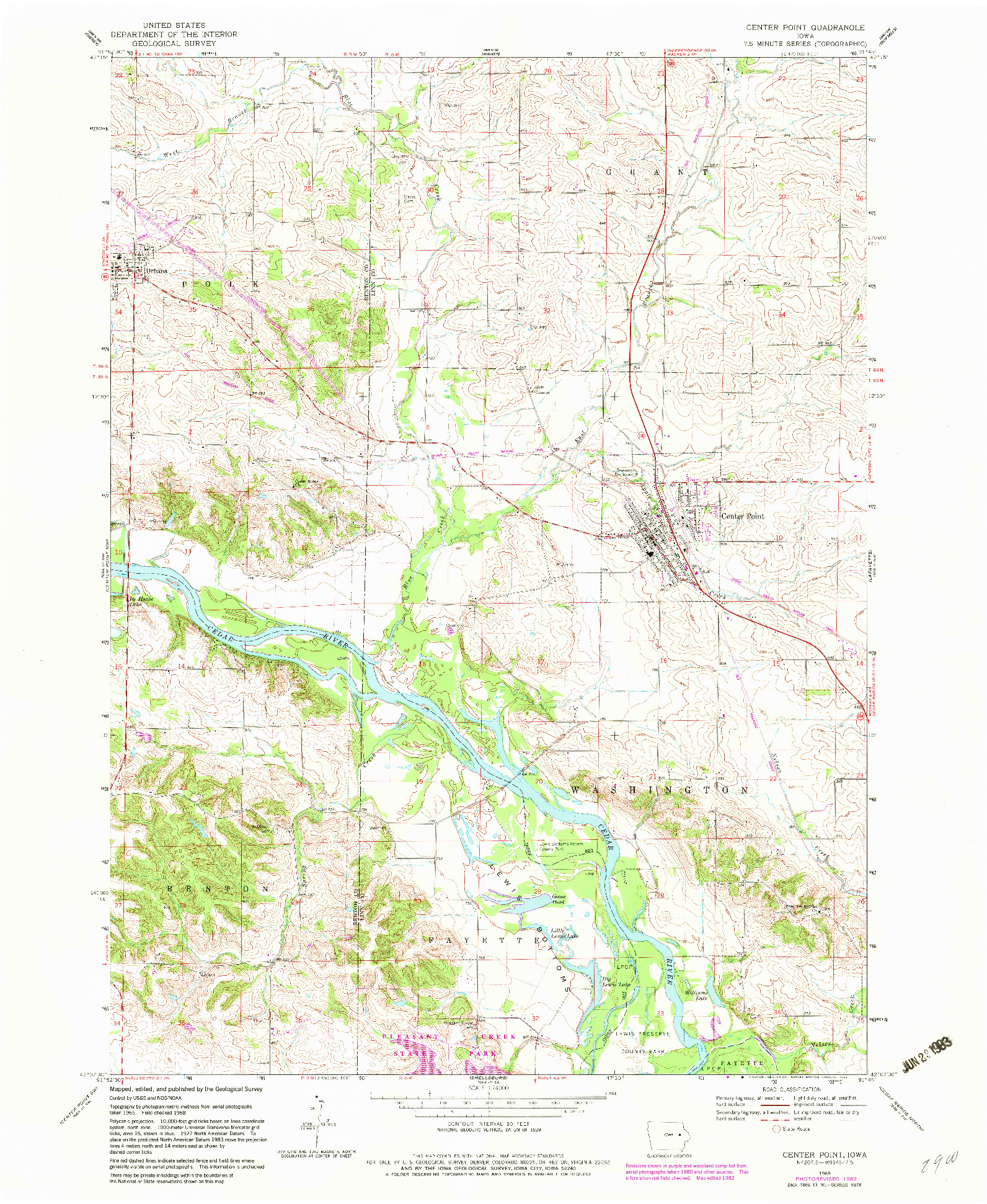 USGS 1:24000-SCALE QUADRANGLE FOR CENTER POINT, IA 1968