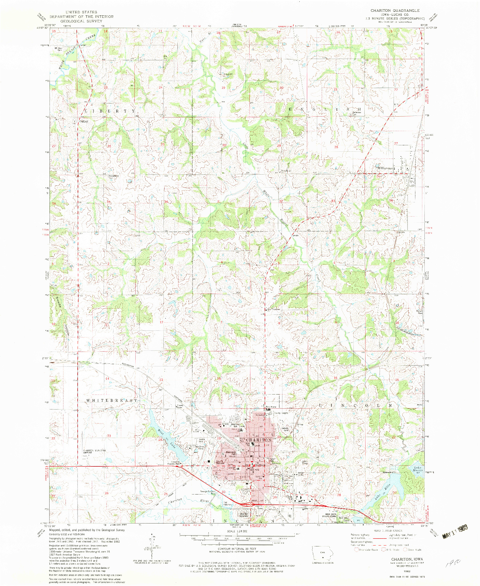 USGS 1:24000-SCALE QUADRANGLE FOR CHARITON, IA 1982