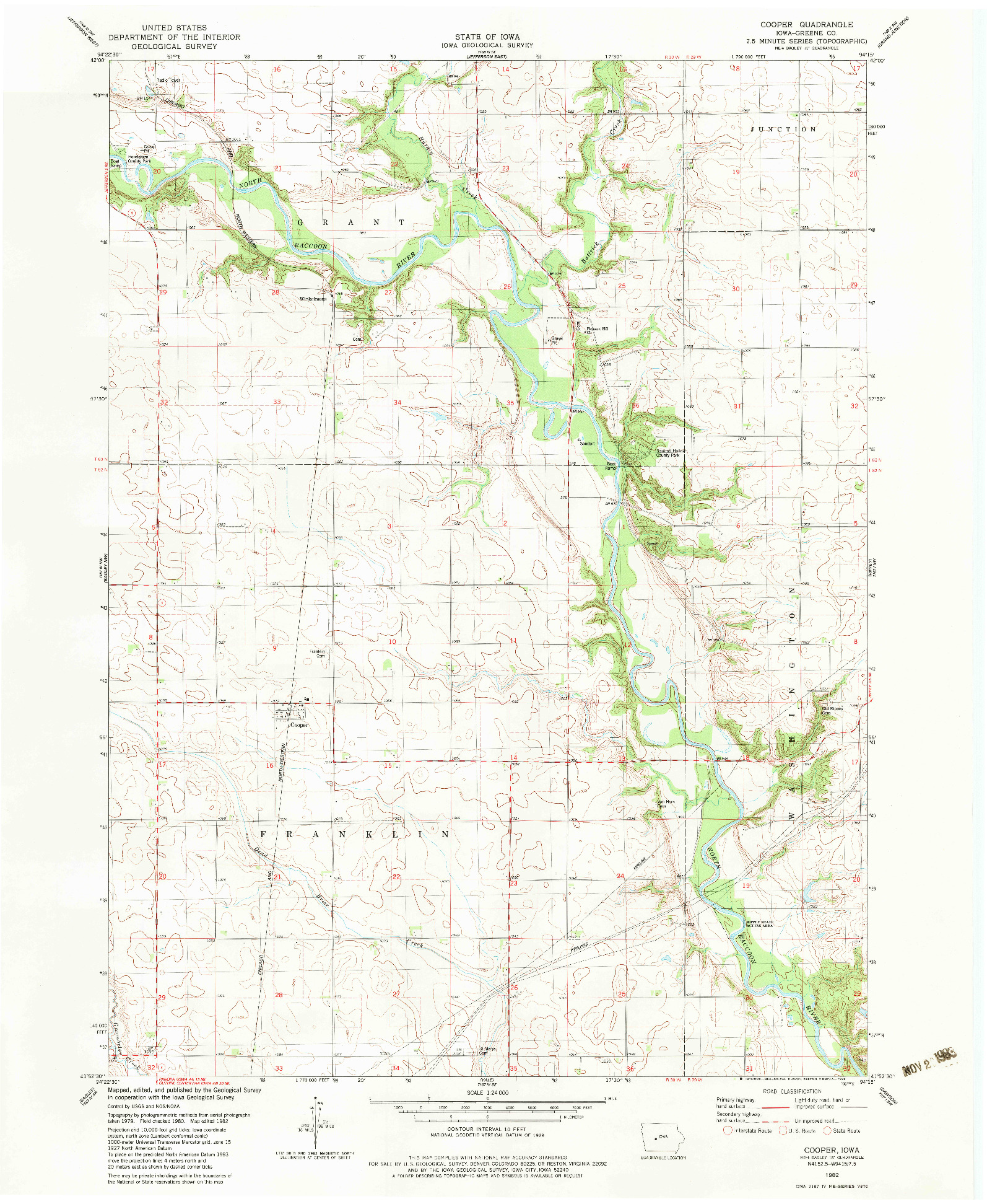 USGS 1:24000-SCALE QUADRANGLE FOR COOPER, IA 1982