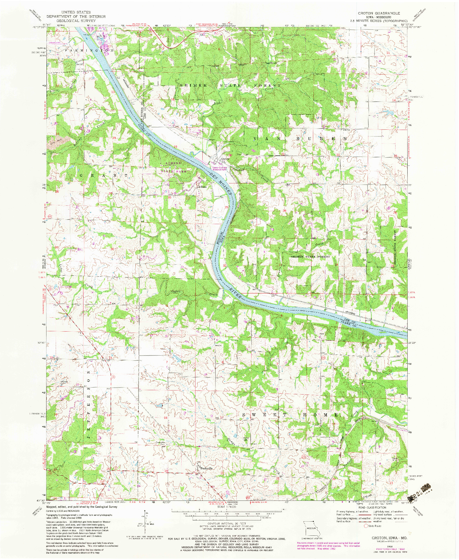 USGS 1:24000-SCALE QUADRANGLE FOR CROTON, IA 1968