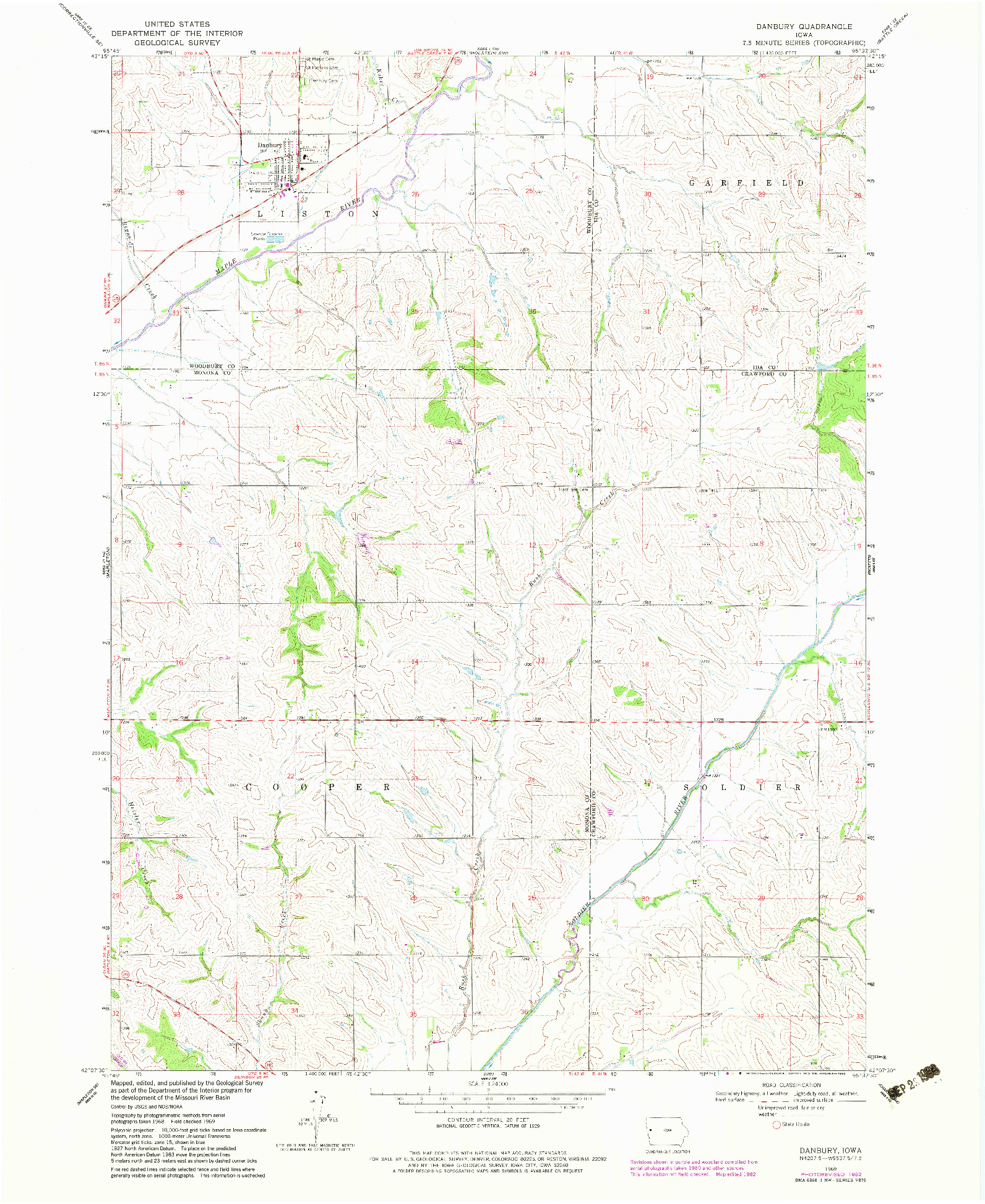 USGS 1:24000-SCALE QUADRANGLE FOR DANBURY, IA 1969