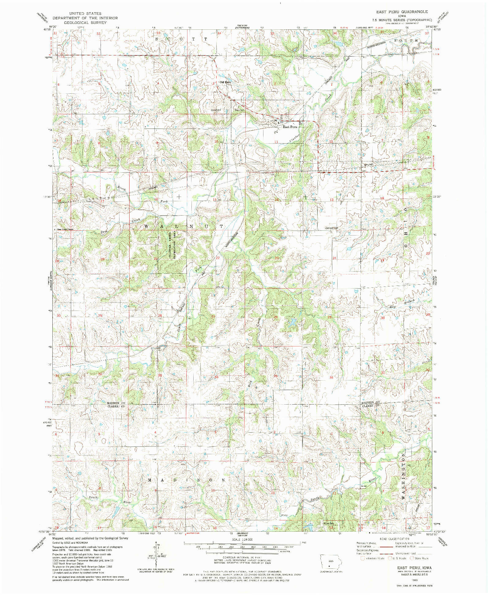 USGS 1:24000-SCALE QUADRANGLE FOR EAST PERU, IA 1983