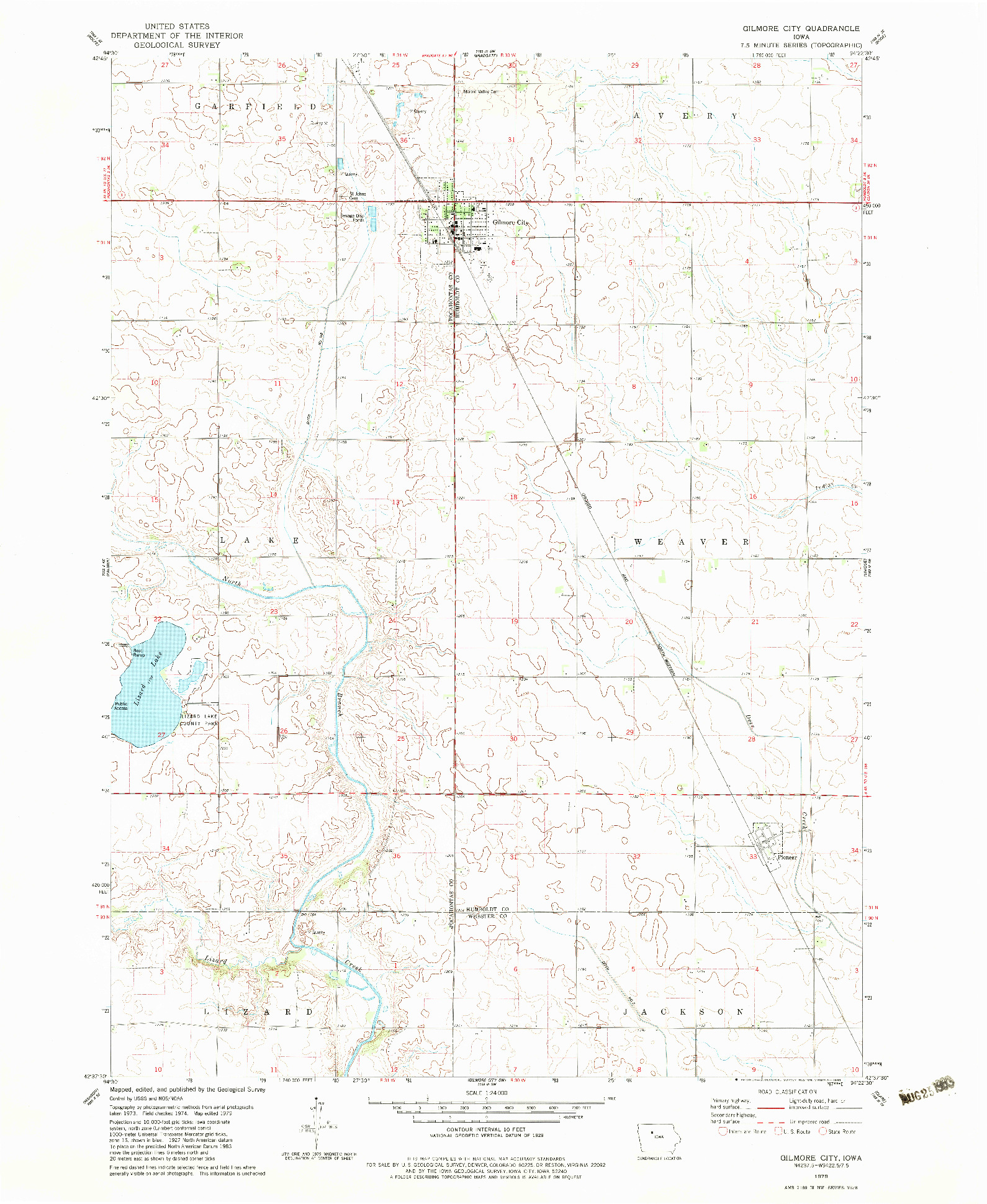 USGS 1:24000-SCALE QUADRANGLE FOR GILMORE CITY, IA 1979