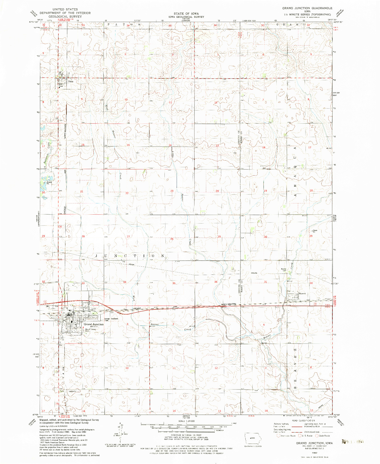 USGS 1:24000-SCALE QUADRANGLE FOR GRAND JUNCTION, IA 1982