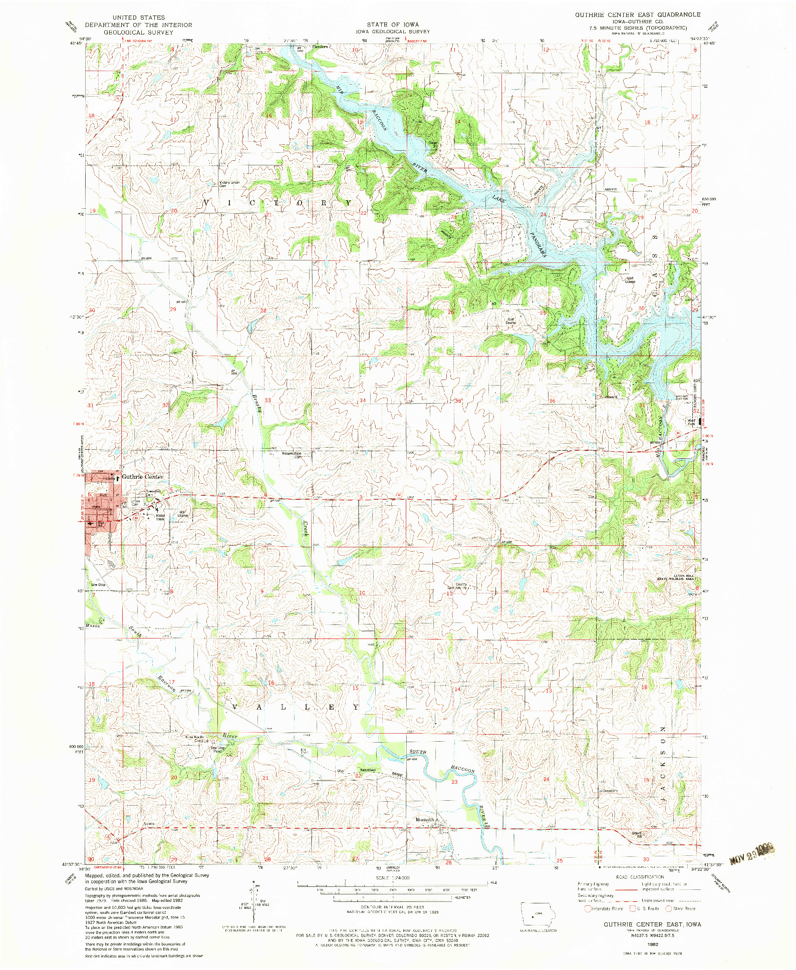 USGS 1:24000-SCALE QUADRANGLE FOR GUTHRIE CENTER EAST, IA 1982