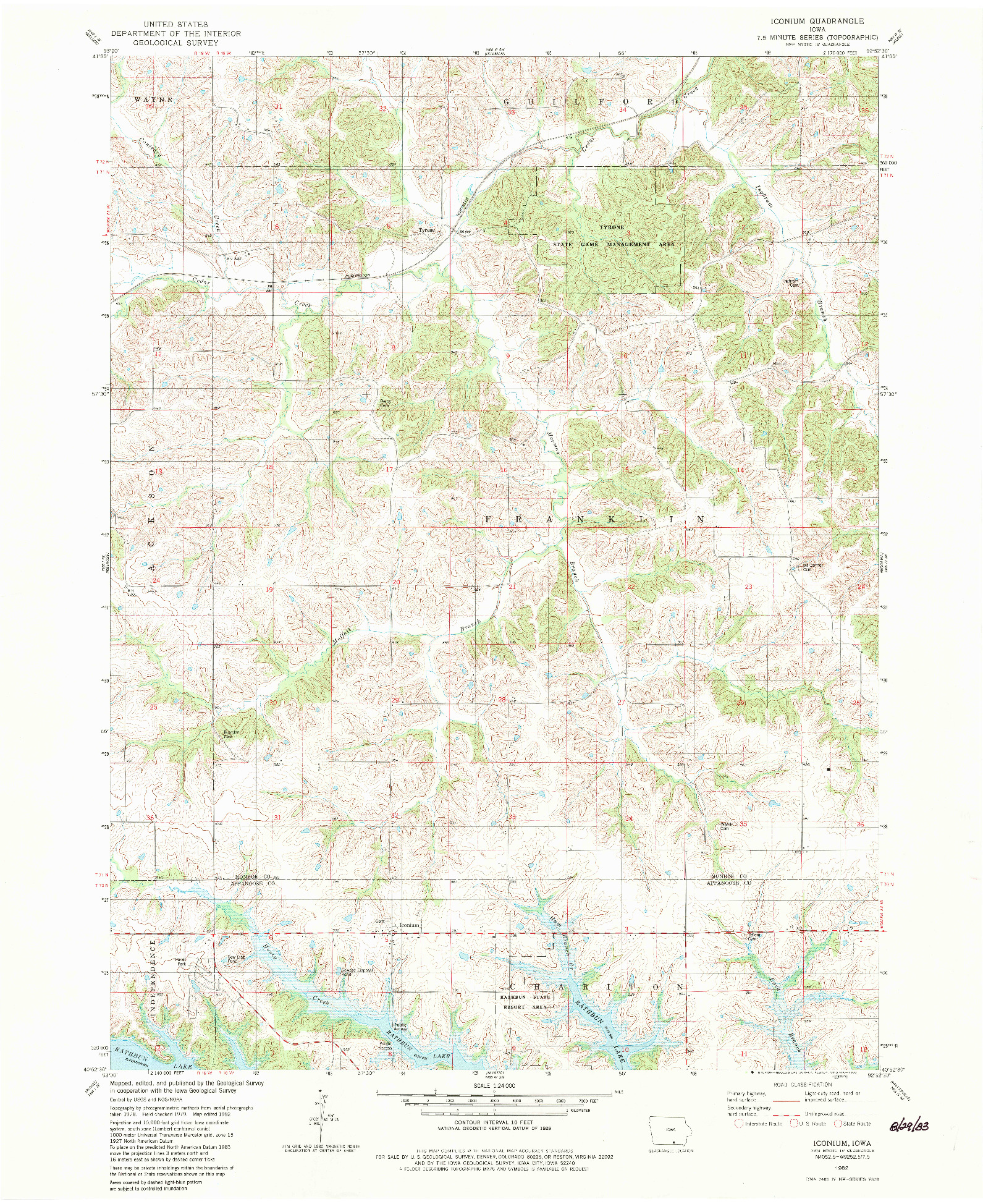 USGS 1:24000-SCALE QUADRANGLE FOR ICONIUM, IA 1982