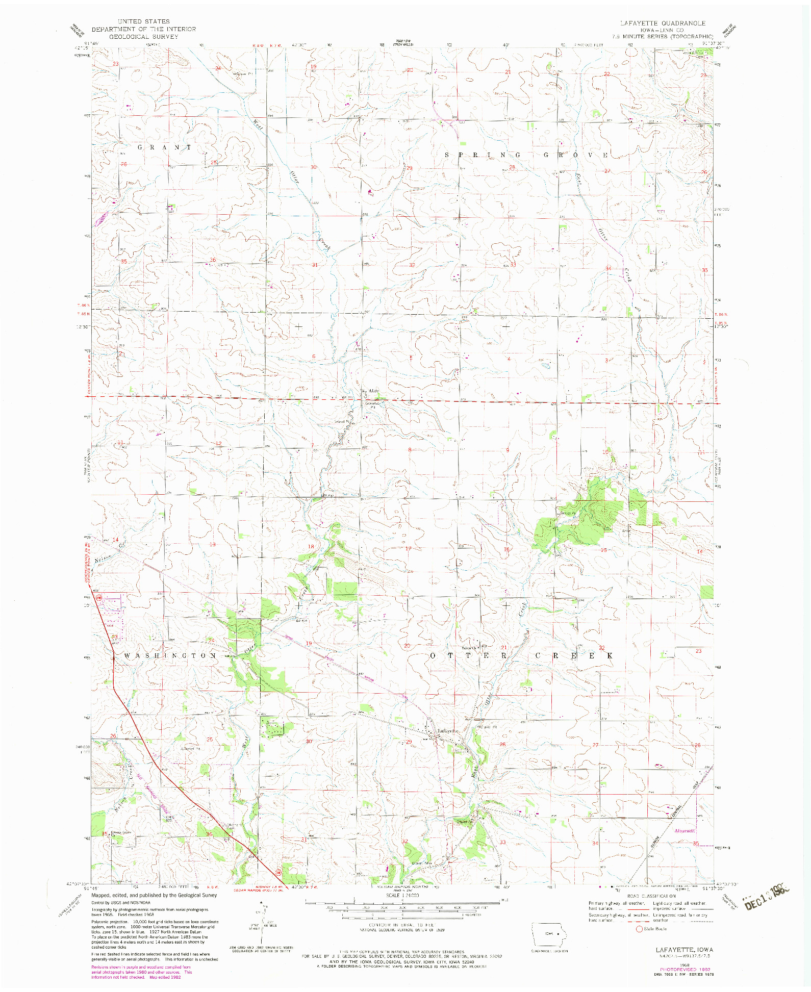 USGS 1:24000-SCALE QUADRANGLE FOR LAFAYETTE, IA 1968