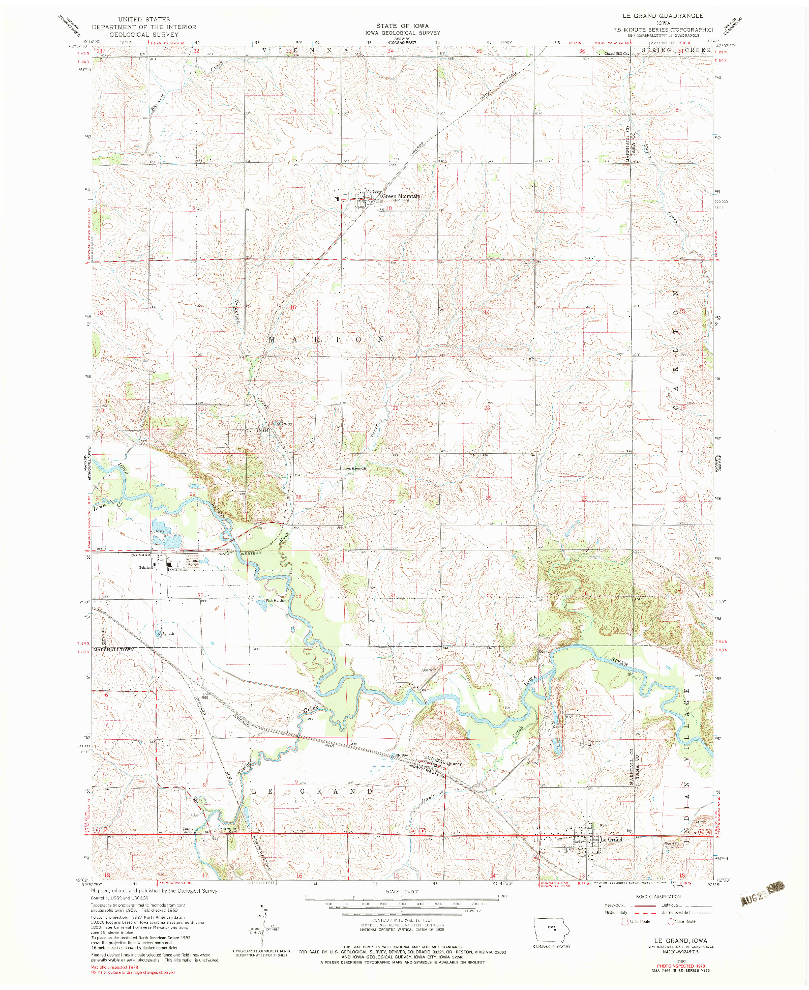 USGS 1:24000-SCALE QUADRANGLE FOR LE GRAND, IA 1960