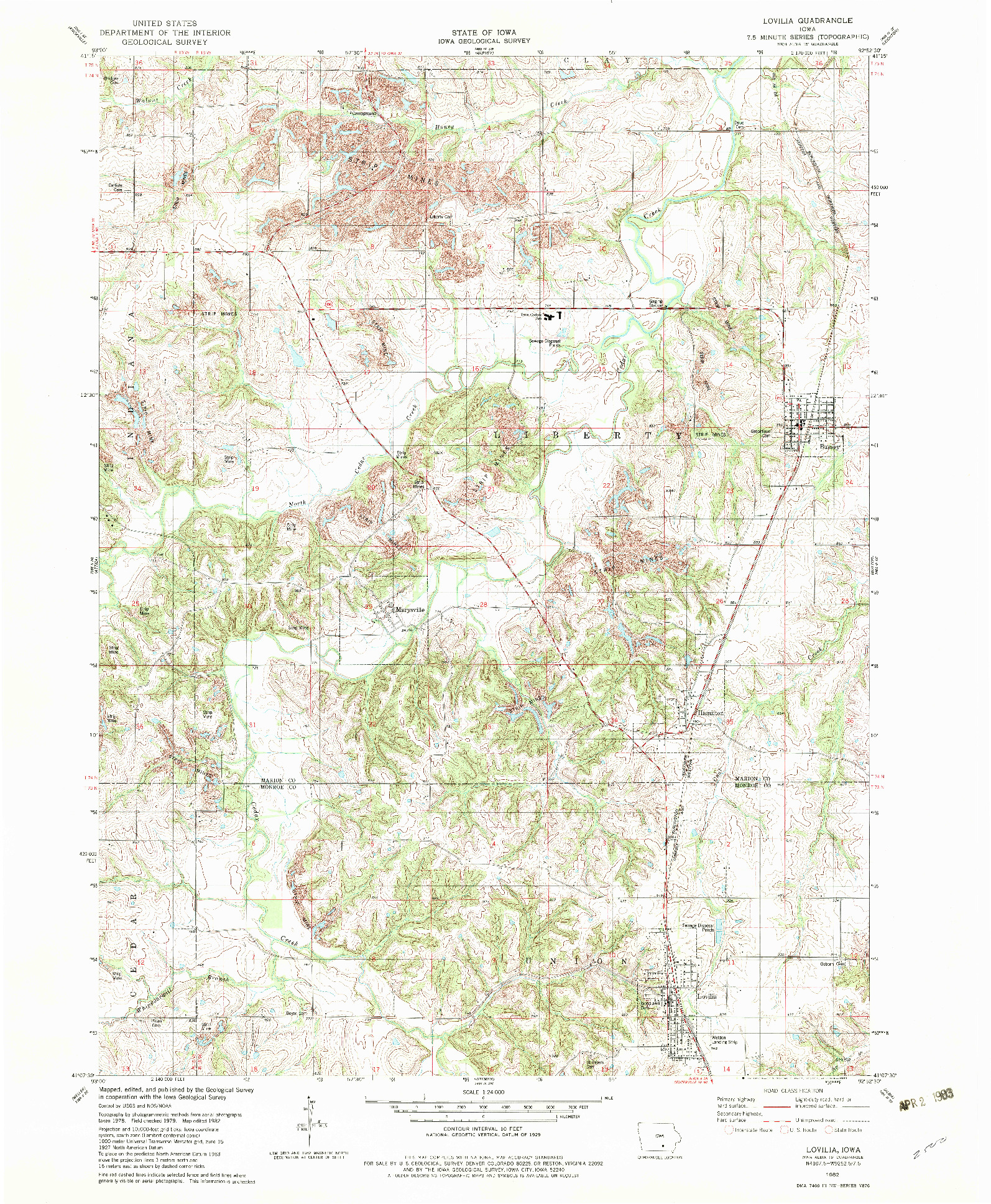 USGS 1:24000-SCALE QUADRANGLE FOR LOVILIA, IA 1982