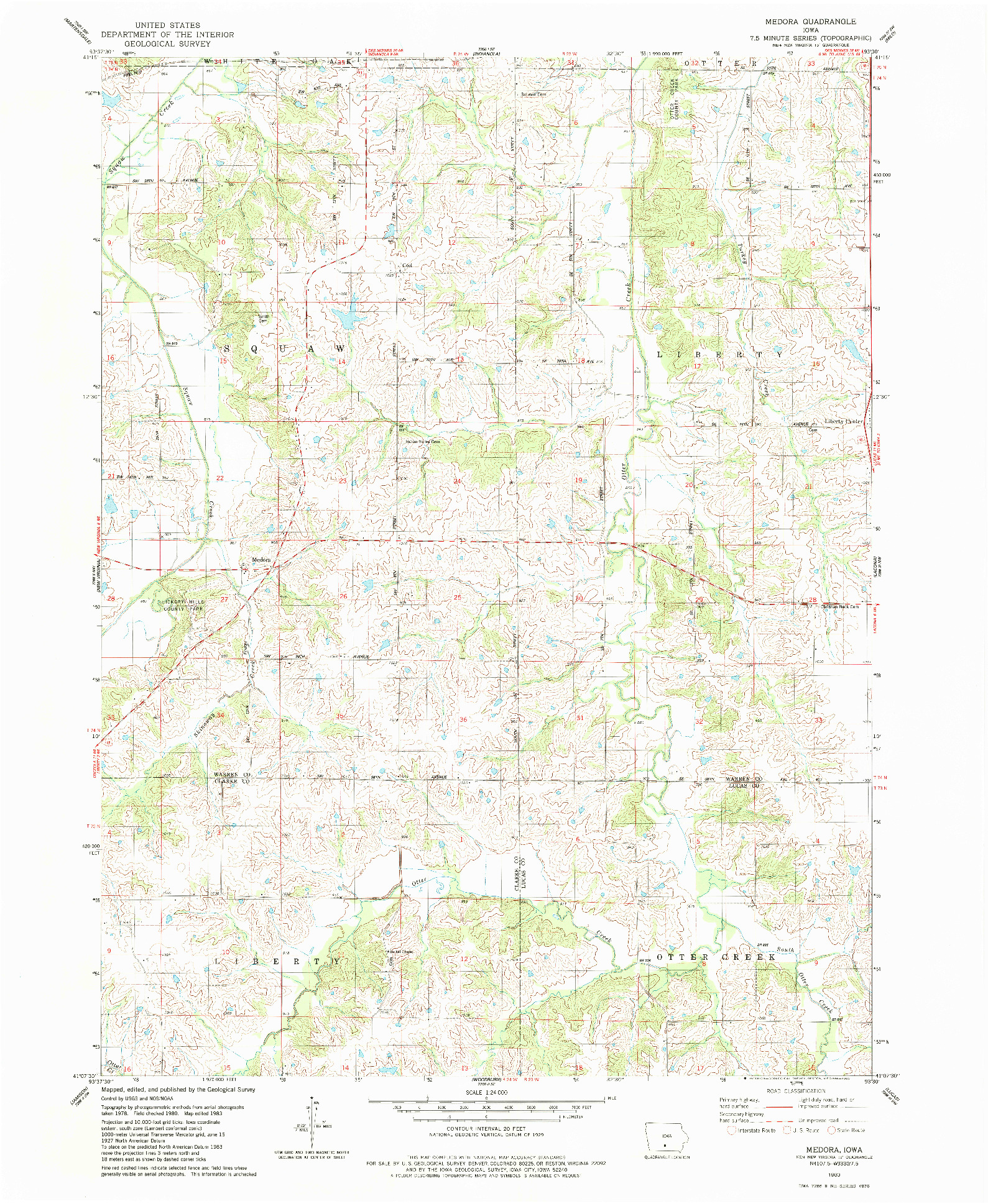 USGS 1:24000-SCALE QUADRANGLE FOR MEDORA, IA 1983