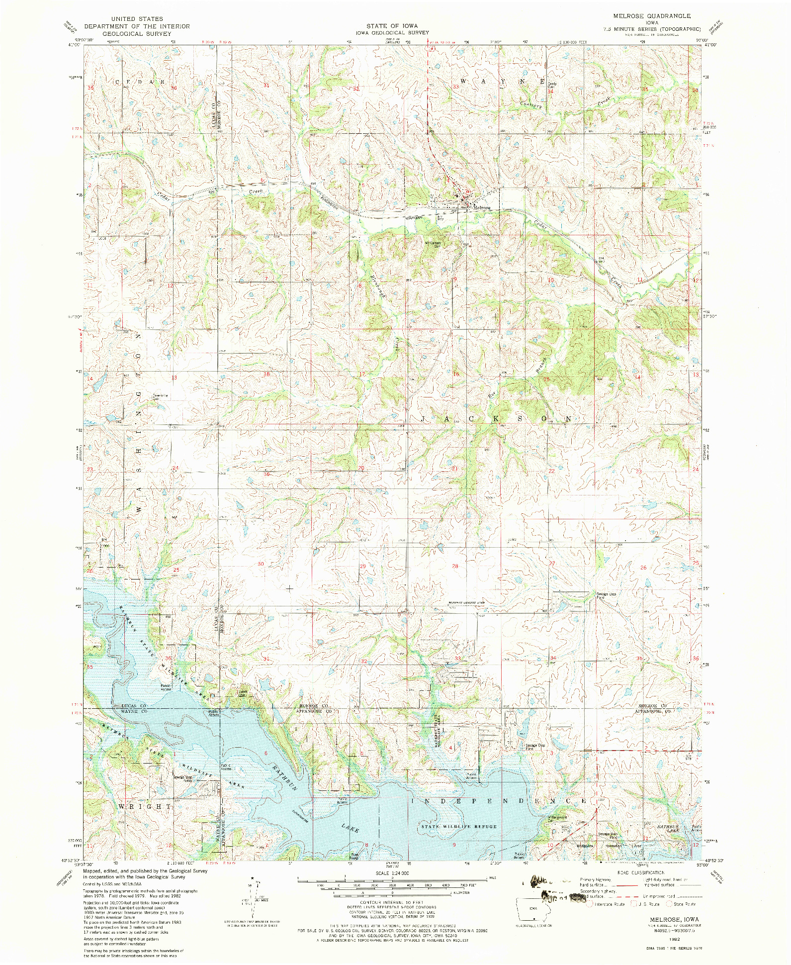 USGS 1:24000-SCALE QUADRANGLE FOR MELROSE, IA 1982