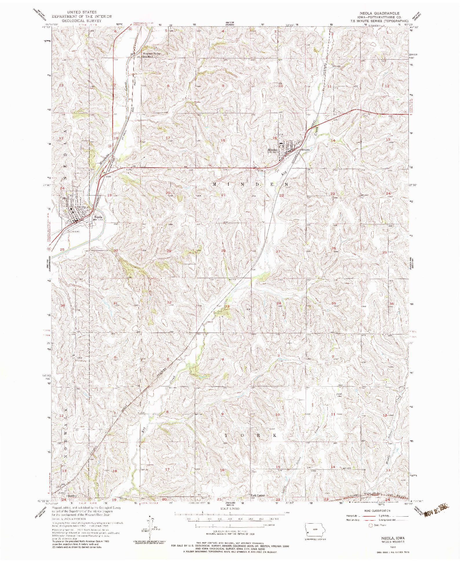 USGS 1:24000-SCALE QUADRANGLE FOR NEOLA, IA 1956