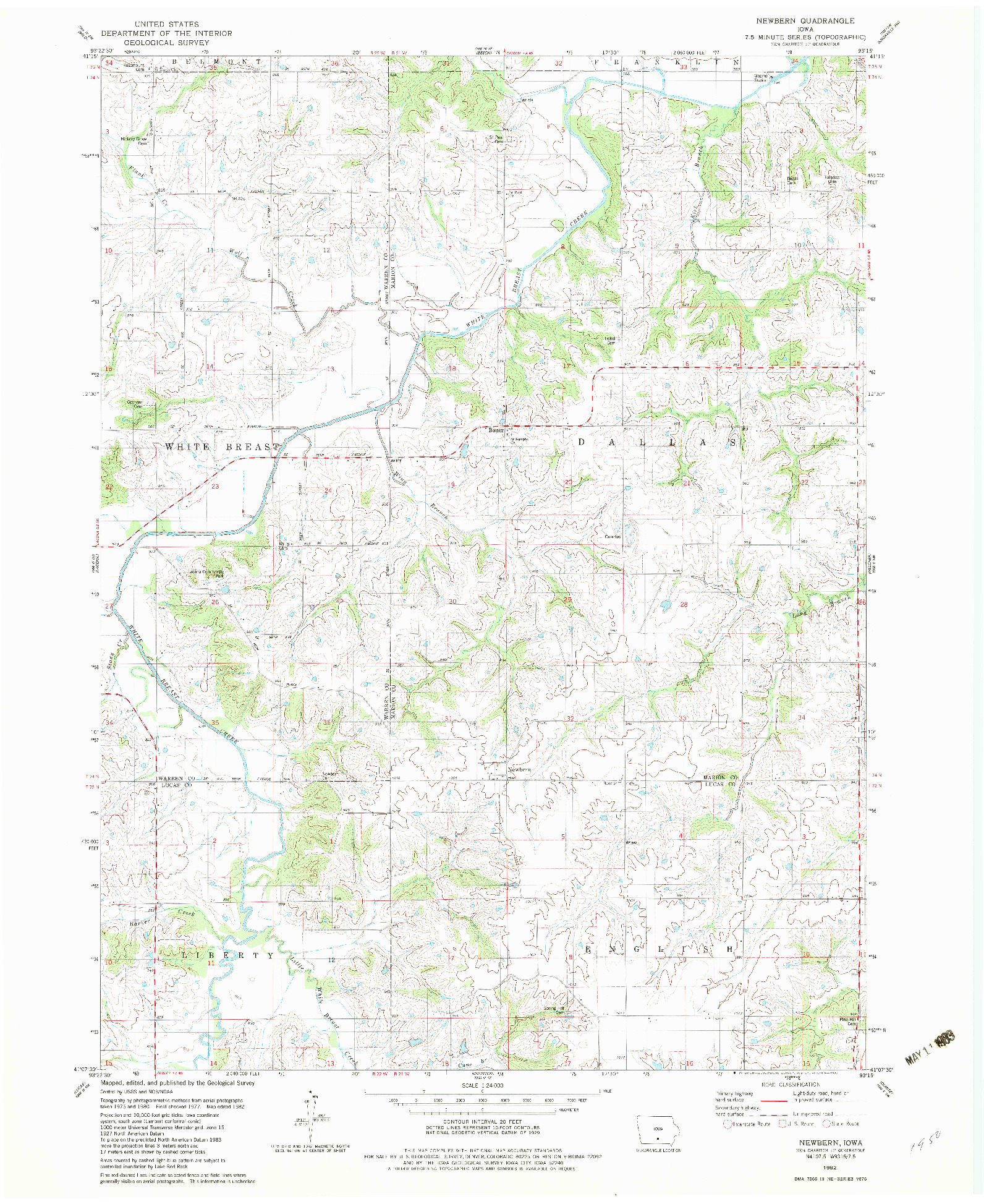 USGS 1:24000-SCALE QUADRANGLE FOR NEWBERN, IA 1982