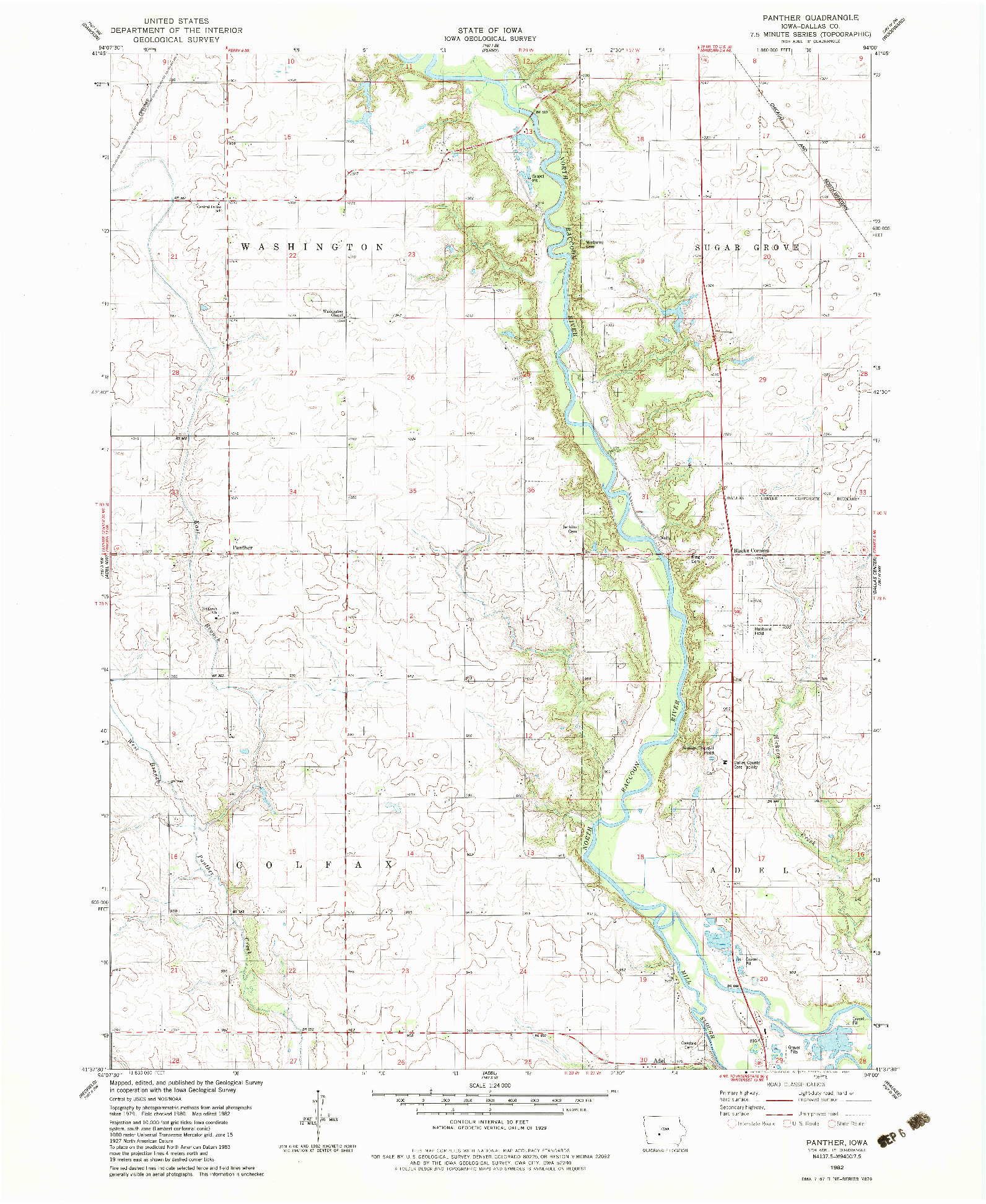 USGS 1:24000-SCALE QUADRANGLE FOR PANTHER, IA 1982