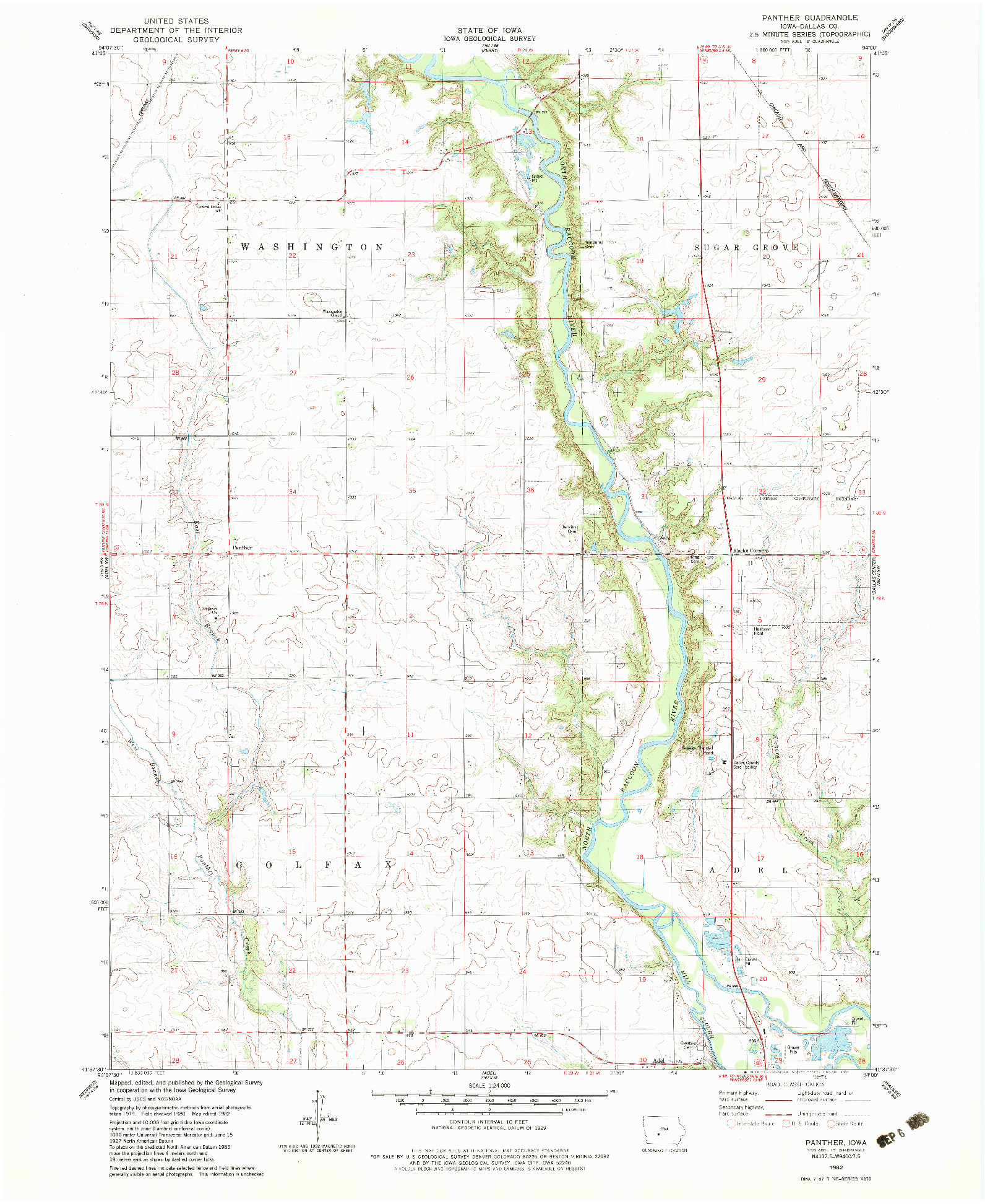 USGS 1:24000-SCALE QUADRANGLE FOR PANTHER, IA 1982