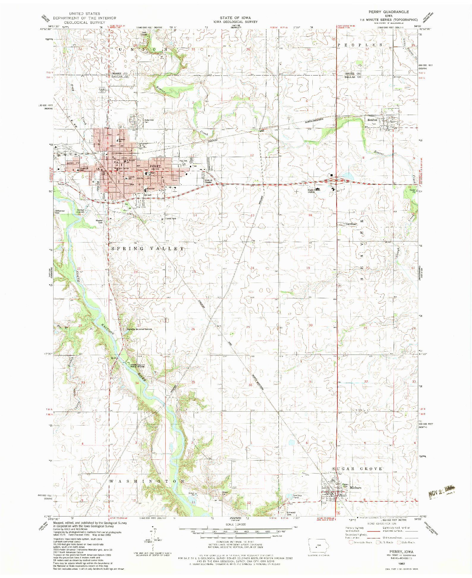 USGS 1:24000-SCALE QUADRANGLE FOR PERRY, IA 1982