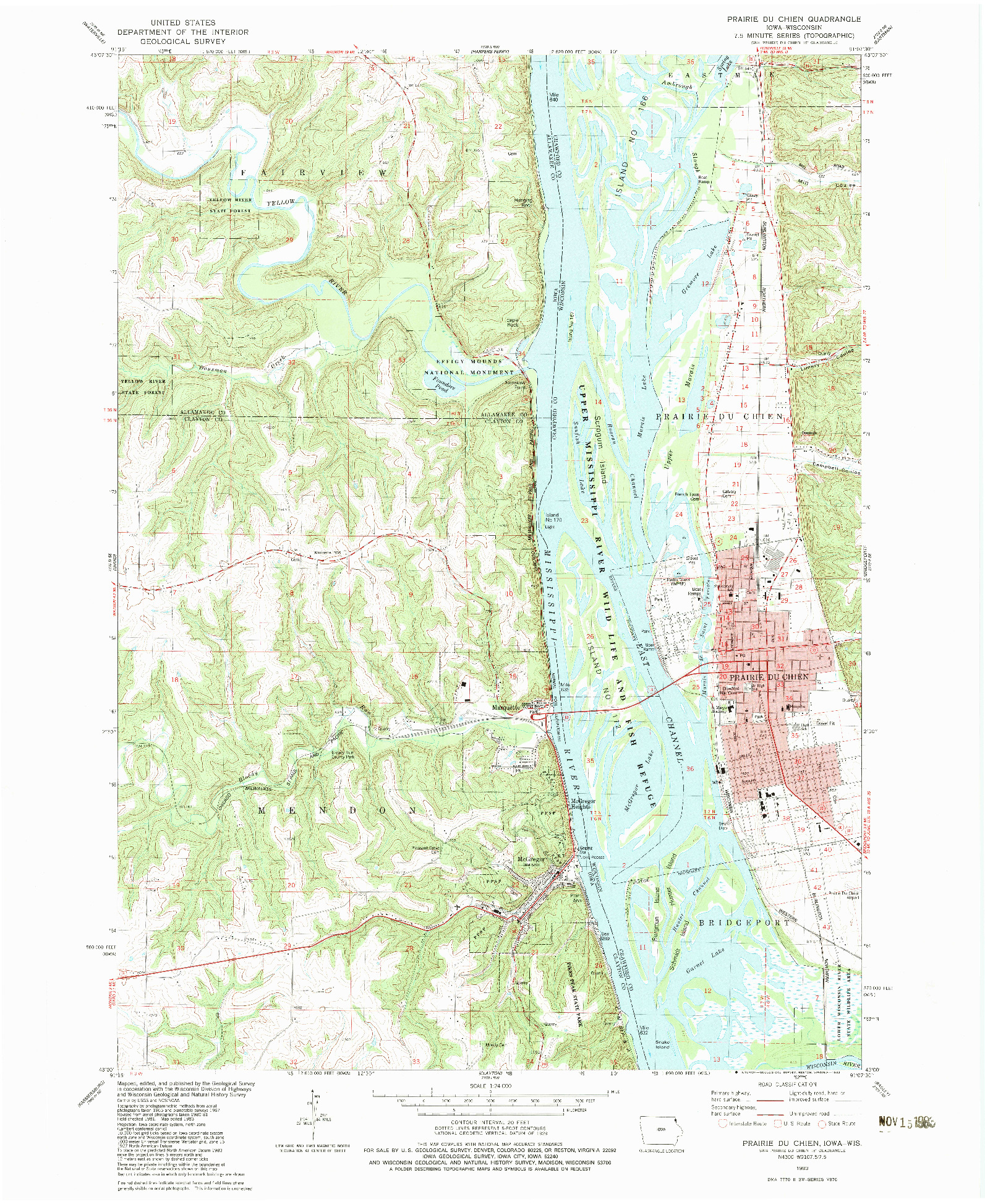 USGS 1:24000-SCALE QUADRANGLE FOR PRAIRIE DU CHIEN, IA 1983