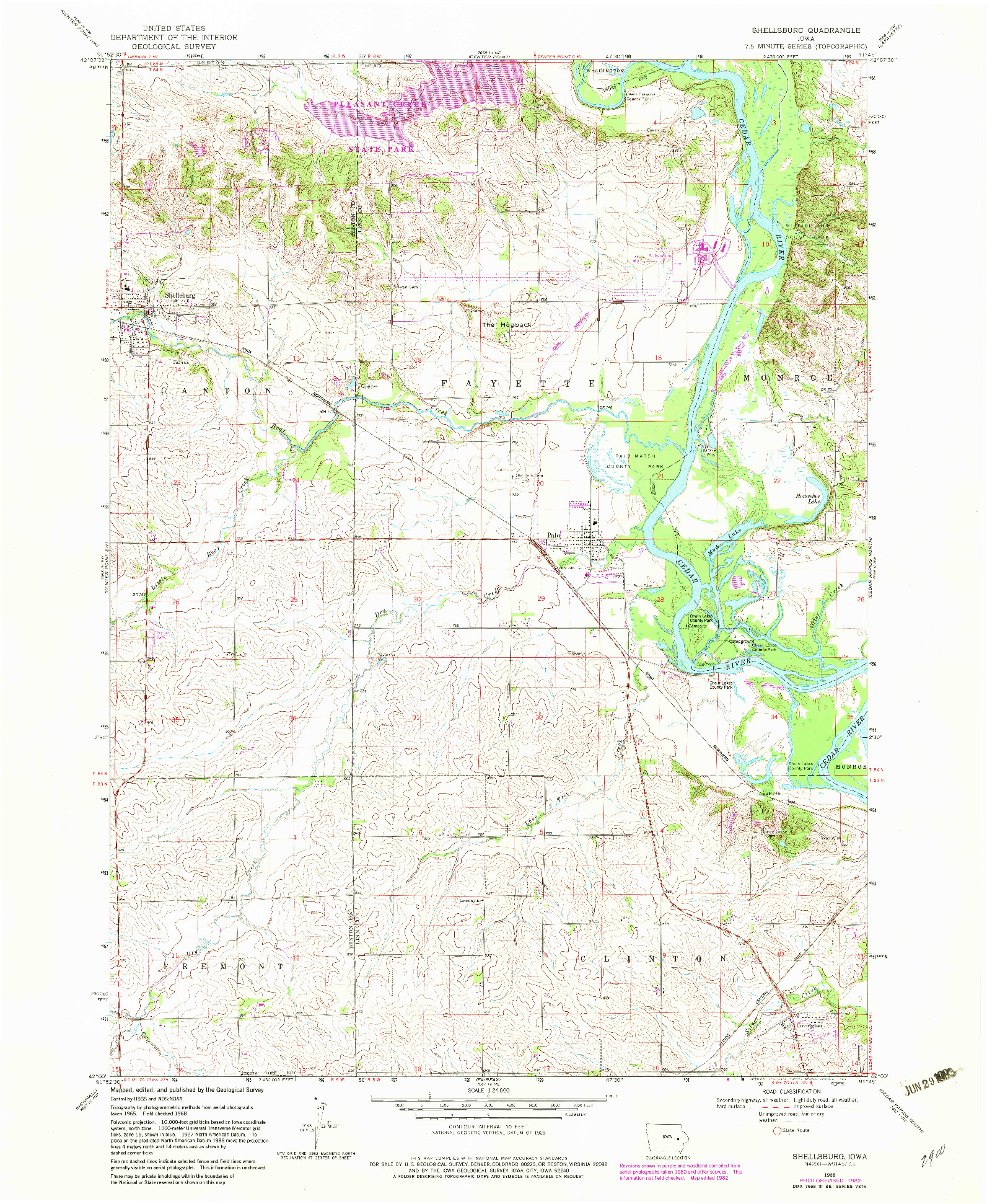 USGS 1:24000-SCALE QUADRANGLE FOR SHELLSBURG, IA 1968