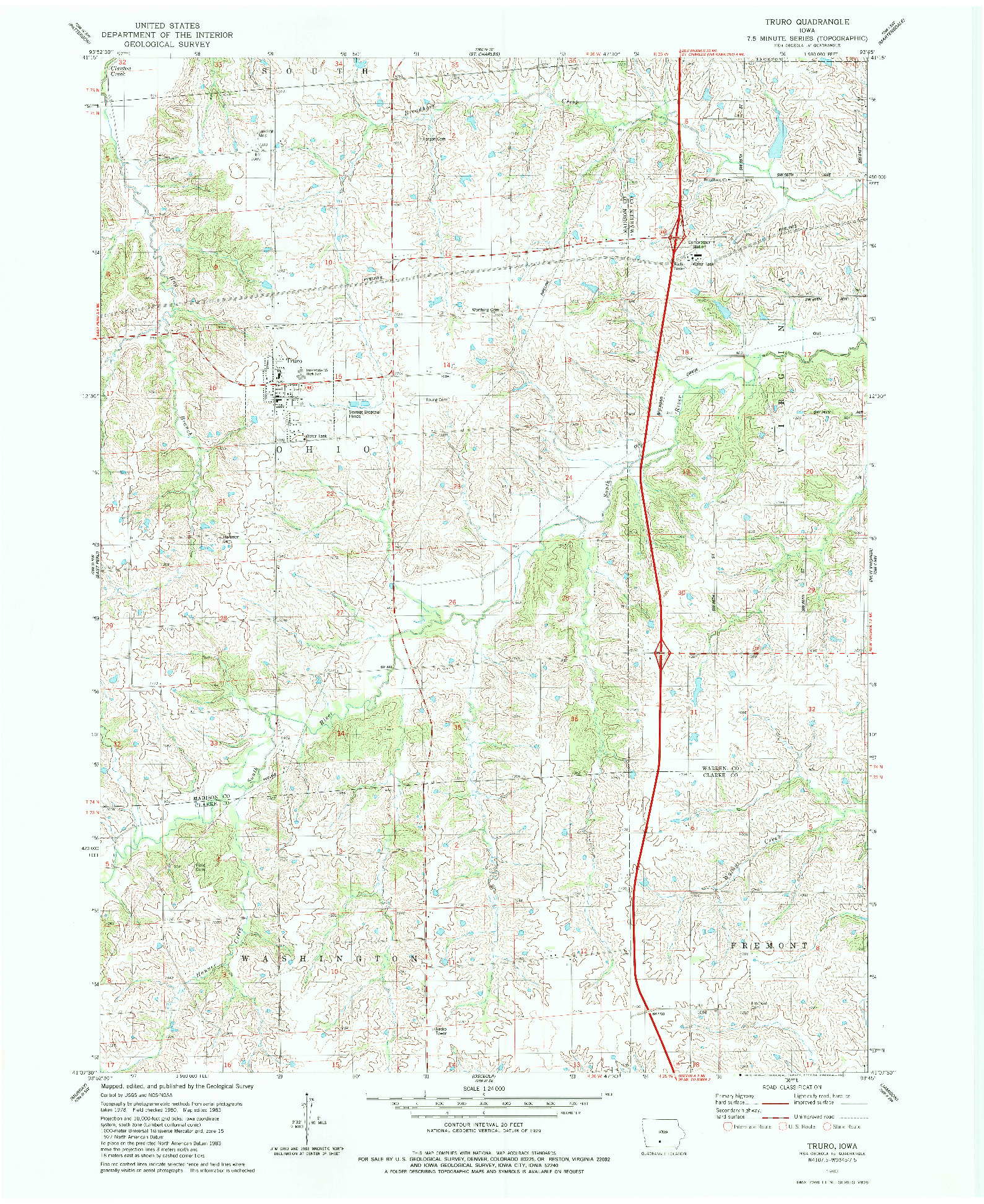 USGS 1:24000-SCALE QUADRANGLE FOR TRURO, IA 1983