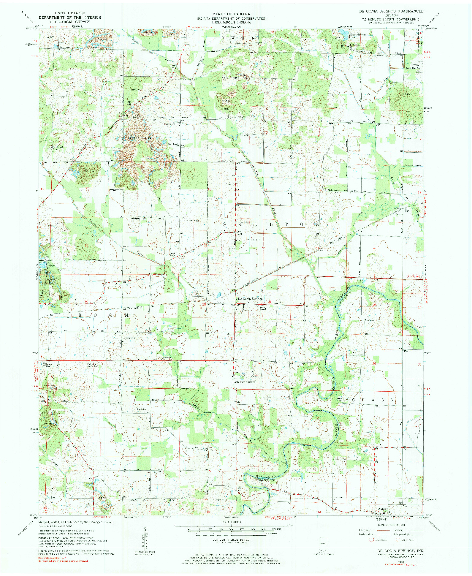 USGS 1:24000-SCALE QUADRANGLE FOR DE GONIA SPRINGS, IN 1960